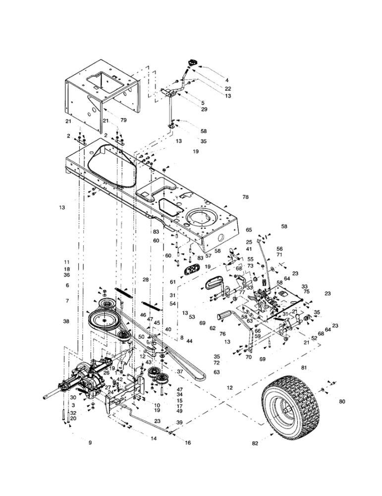 Drive System 1 Diagram and Parts List for 607  MTD Lawn Tractor