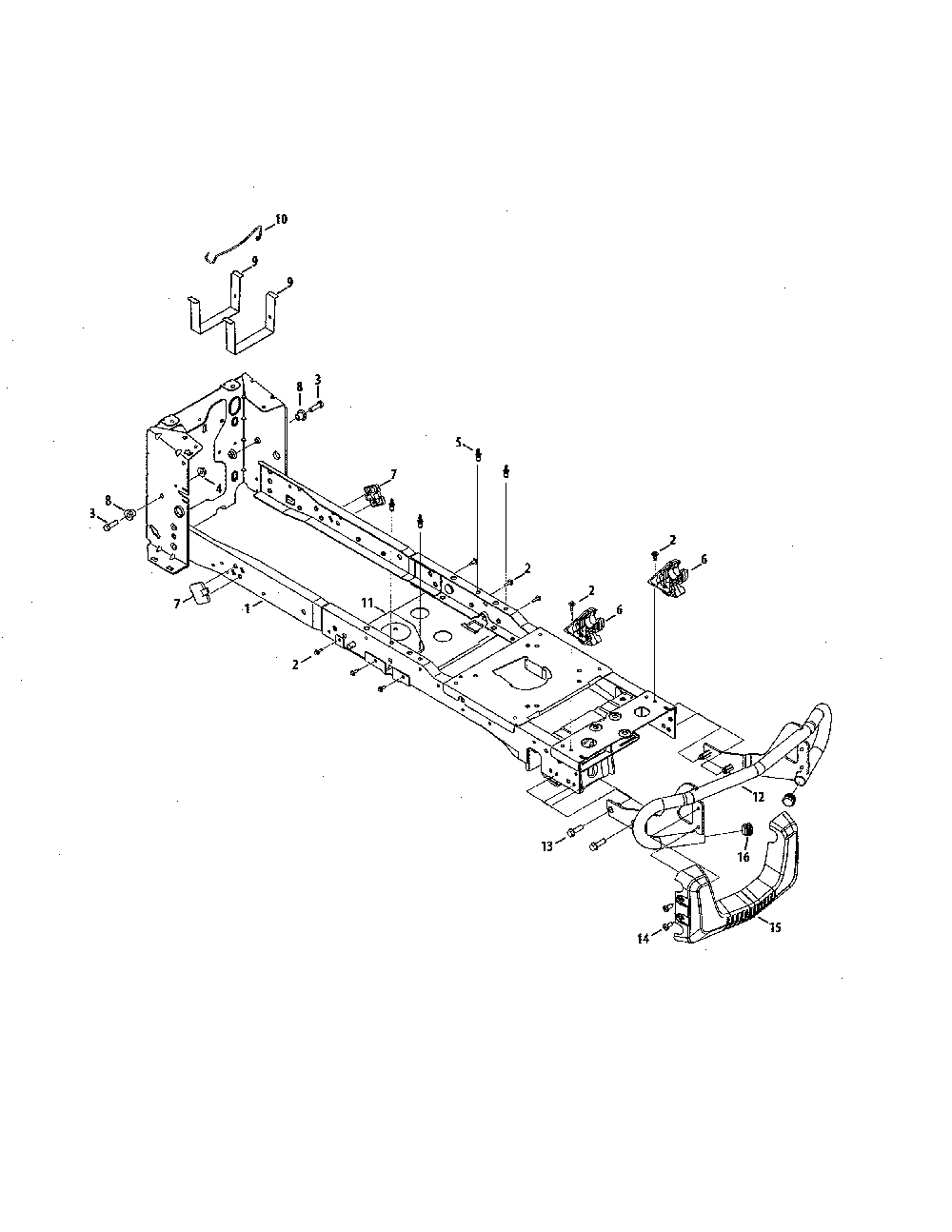 Frame Diagram and Parts List for 14B7A3ZQ099  MTD Lawn Tractor