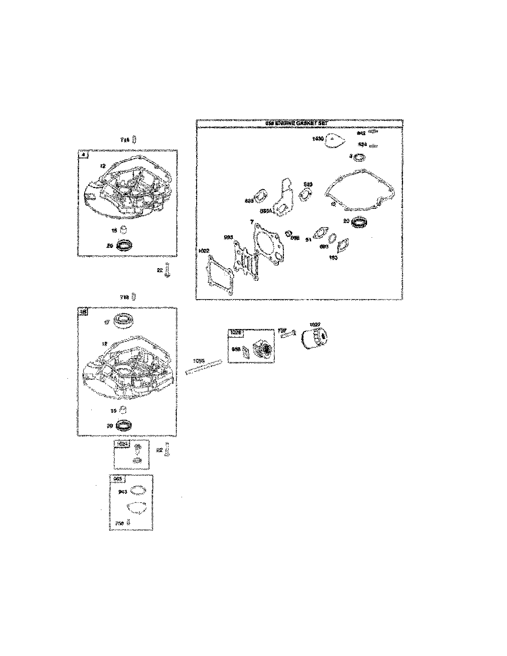 Sump/engine gasket set Diagram and Parts List for 12BVB15R799  MTD Lawn Mower