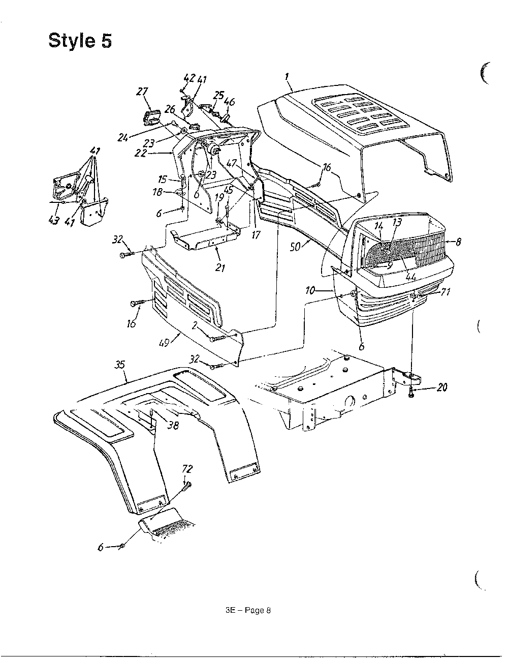 Style 5 Diagram and Parts List for 3510003  MTD Lawn Tractor
