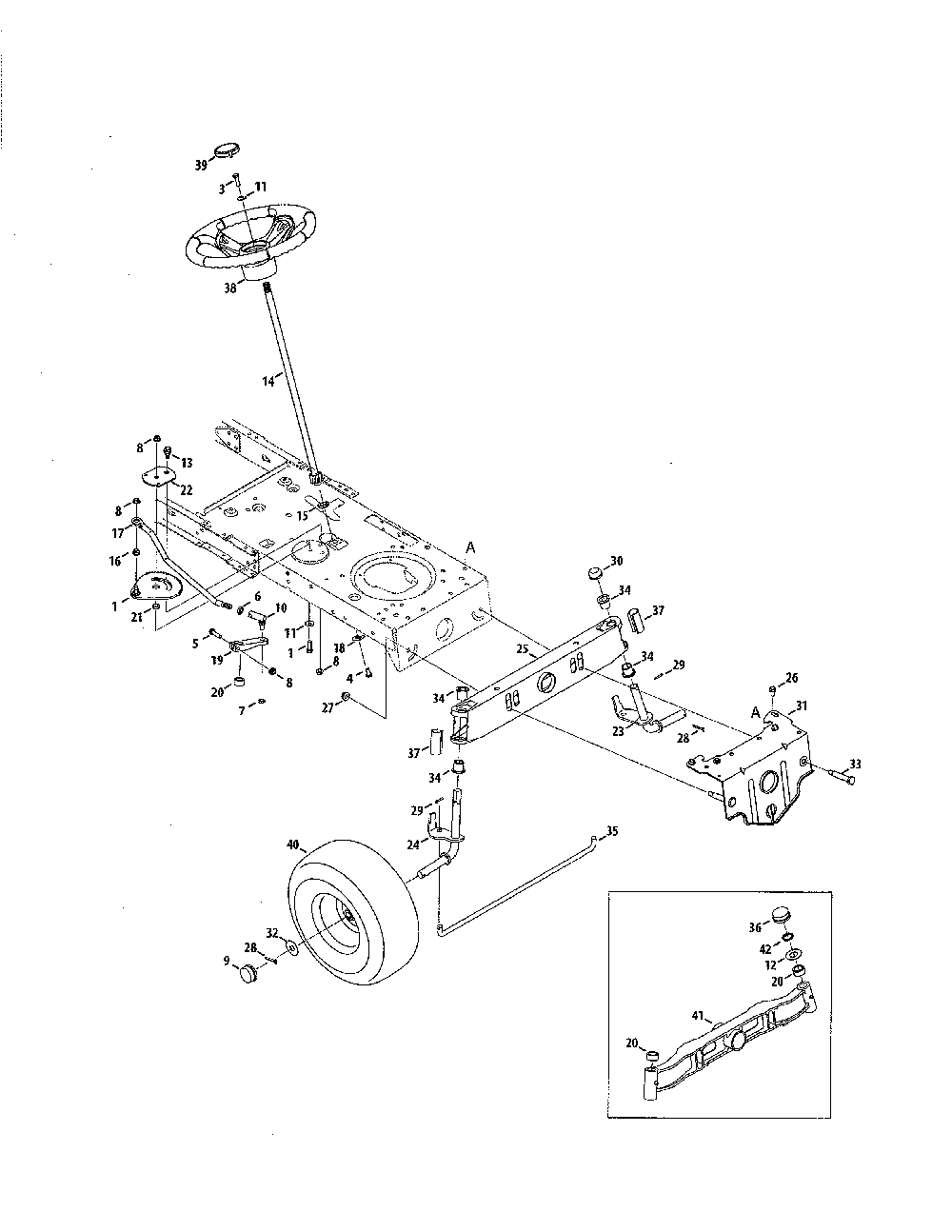 Steering Diagram and Parts List for 13AX795G031  MTD Lawn Tractor