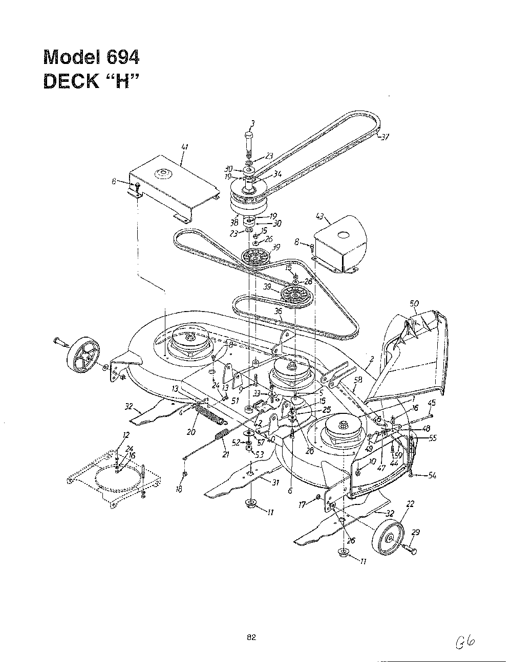Deck h Diagram and Parts List for SKU3215203  MTD Lawn Tractor