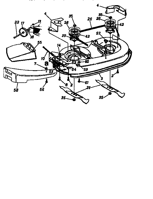 Deck assembly Diagram and Parts List for 13AS695G118  MTD Lawn Tractor