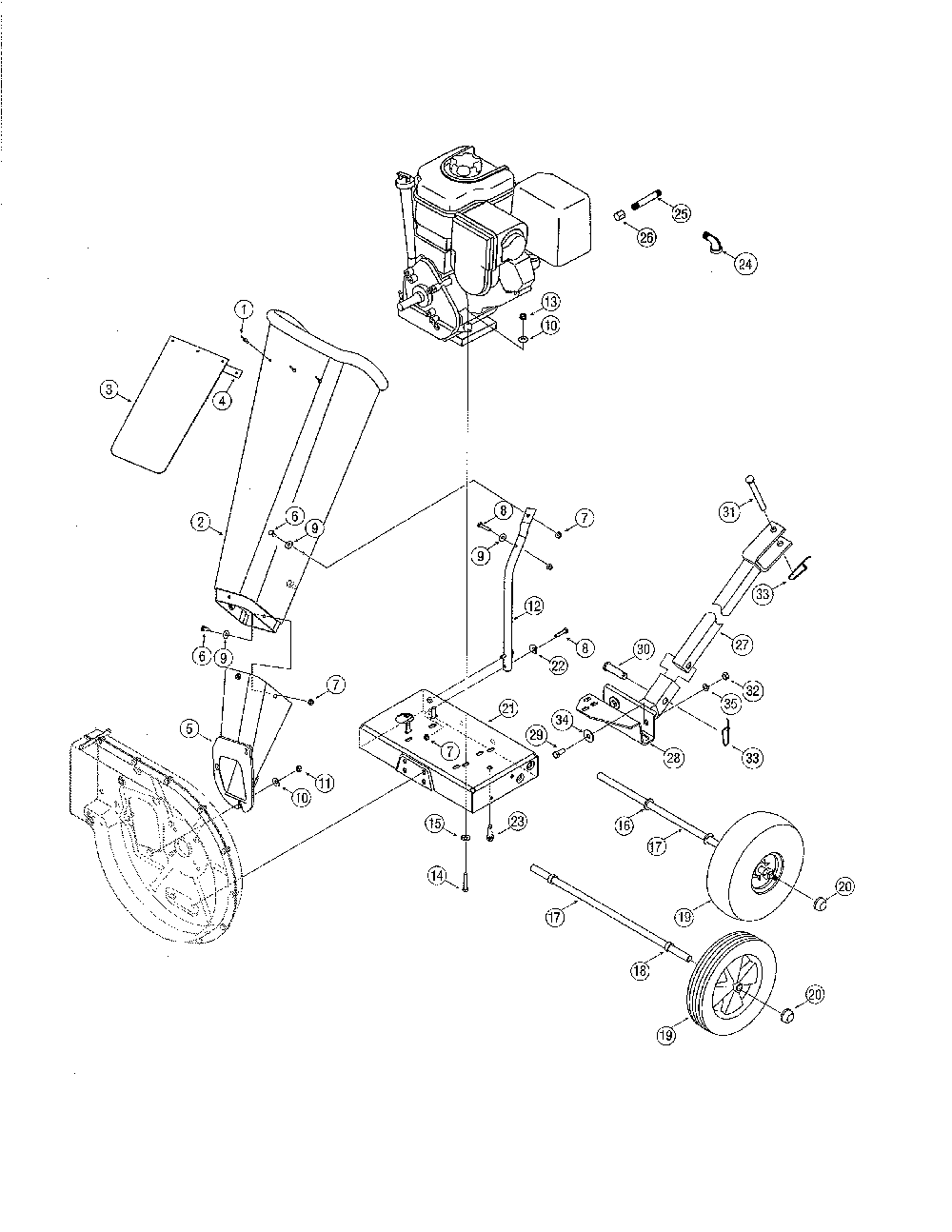 Chipper shredder/wheels Diagram and Parts List for 24A464G729  MTD Chipper Shredder
