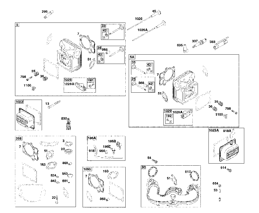 Cylinder head Diagram and Parts List for 17ADFACW093  MTD Lawn Mower