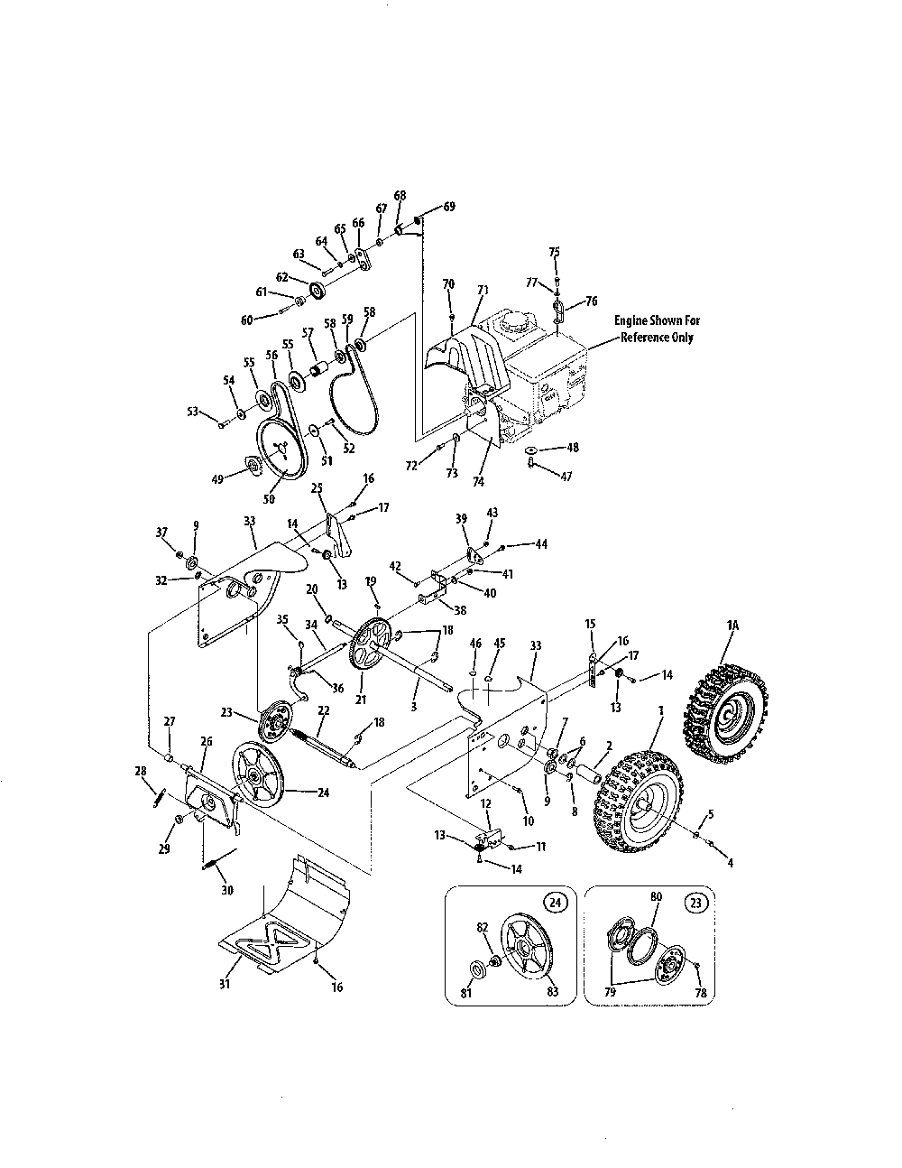 Drive system Diagram and Parts List for 31A-62EE729  MTD Snow Blower
