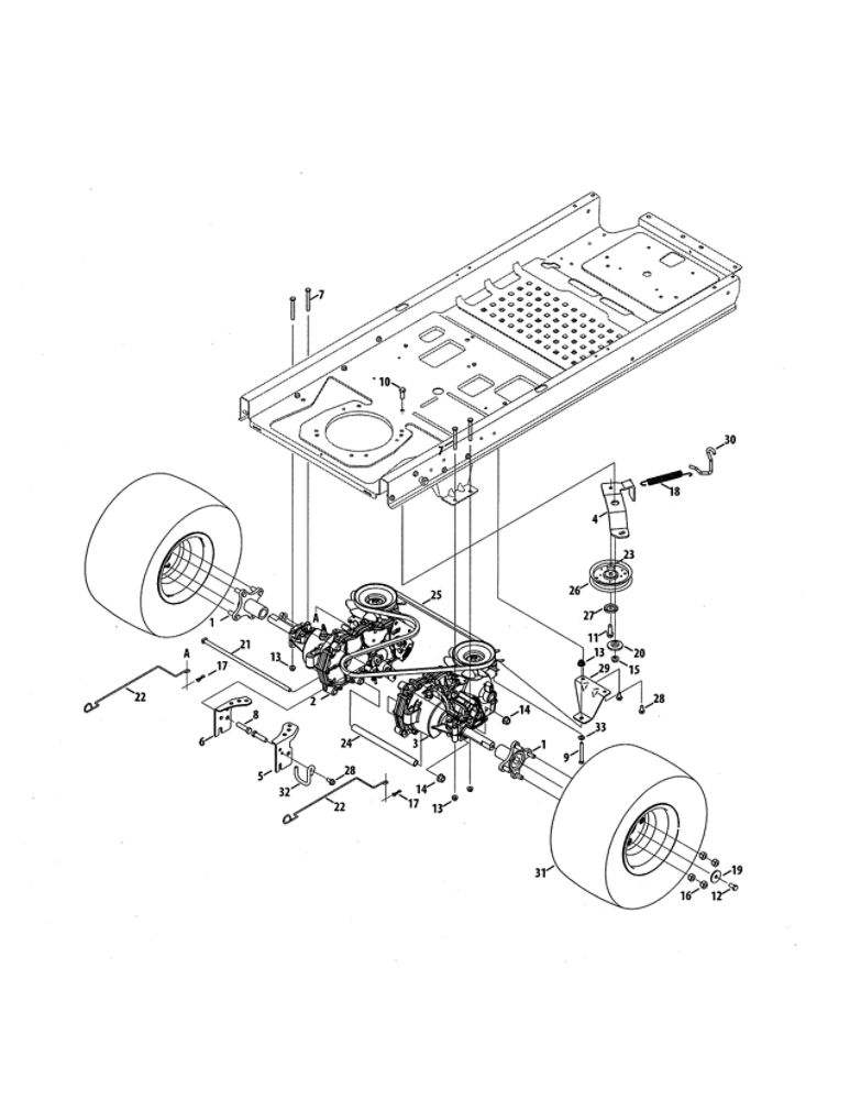 Transmission Diagram and Parts List for 17BRCACA099  MTD Lawn Mower