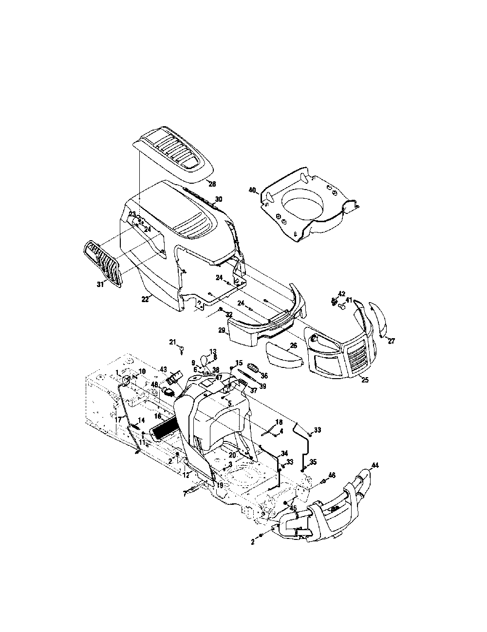 Hood/dash Diagram and Parts List for 13AR91PS099  MTD Lawn Tractor