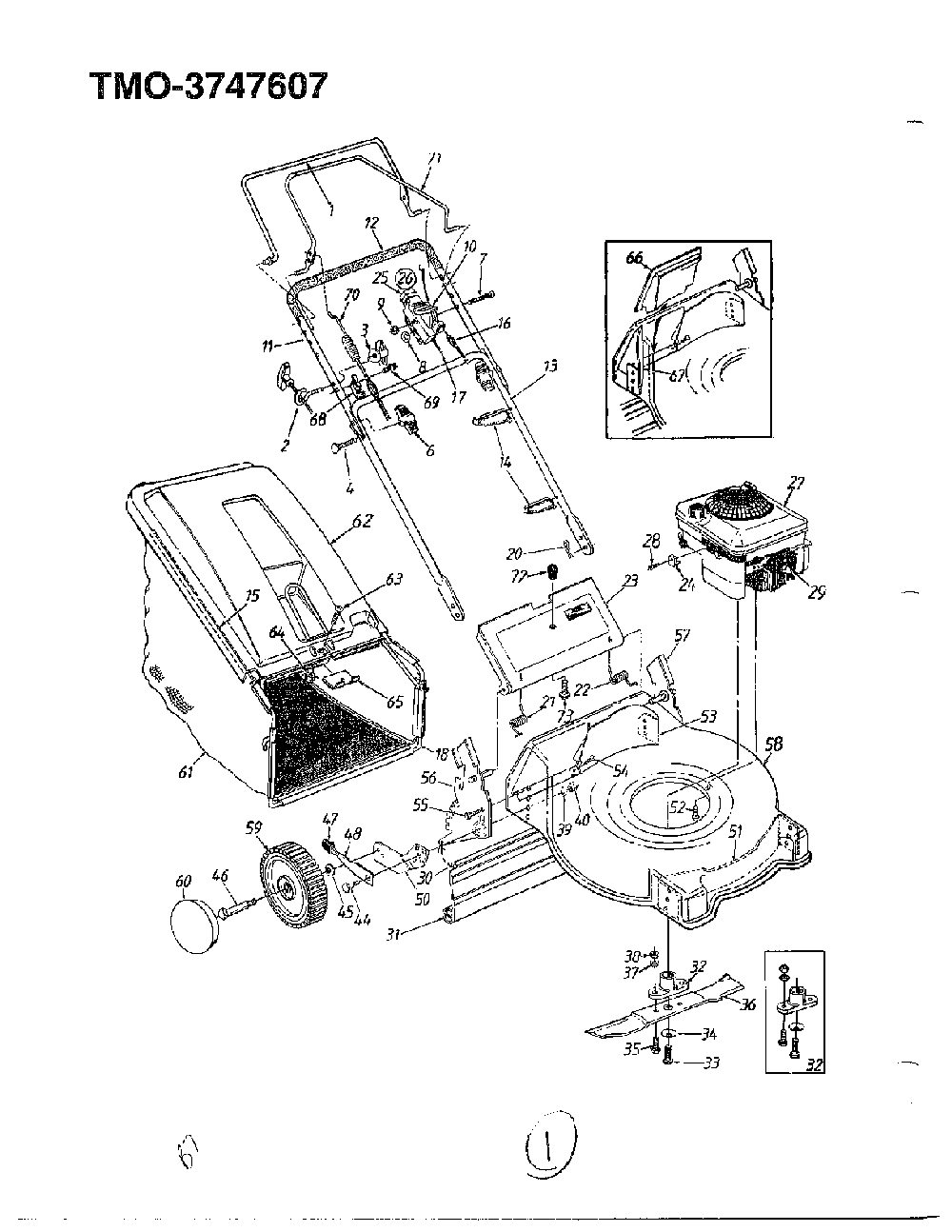 5hp 21" rotary mower Diagram and Parts List for 3747607  MTD Lawn Mower
