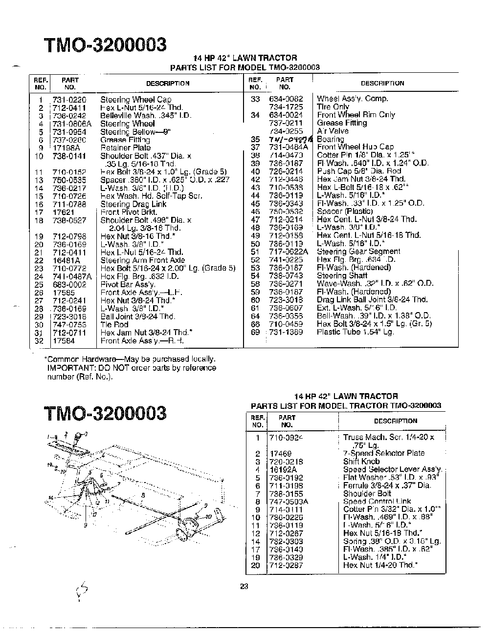 14hp 42" lawn tractor page 2 Diagram and Parts List for 3200003  MTD Lawn Tractor