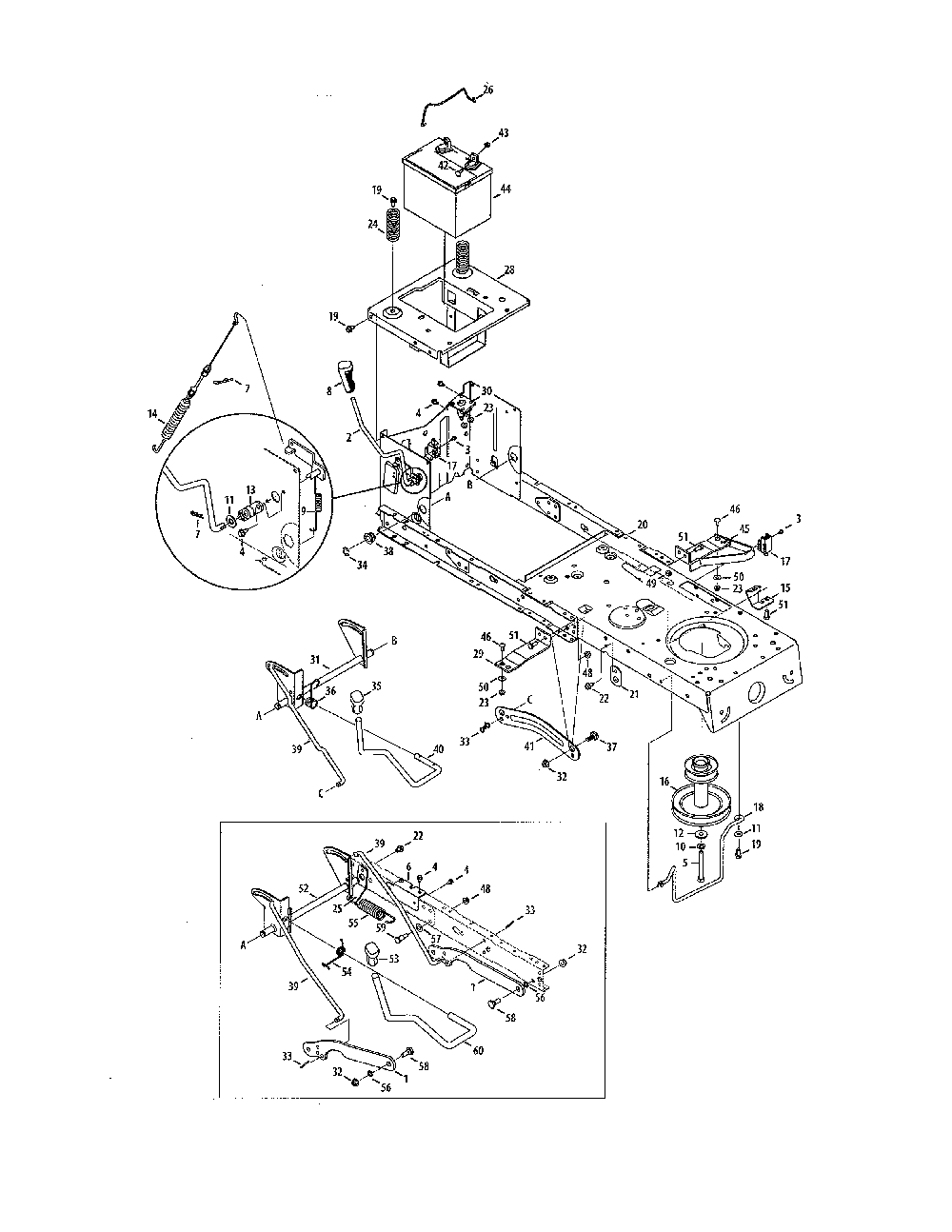 Frame Diagram and Parts List for 13AJ771G031  MTD Lawn Tractor