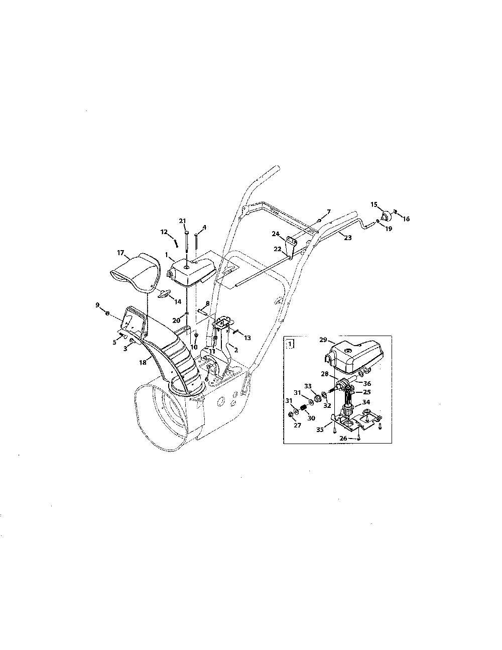 Extended chute Diagram and Parts List for 769-07021  MTD Snow Blower