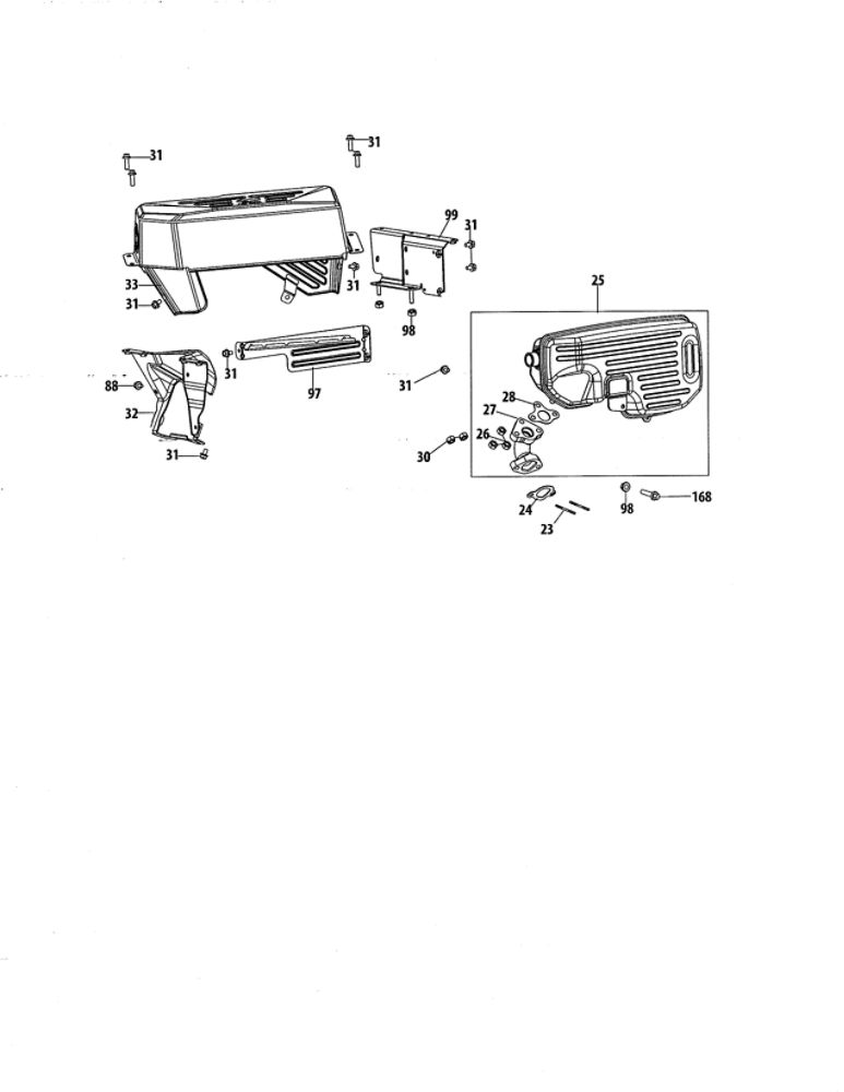 Muffler Diagram and Parts List for 375-QU  MTD Engine