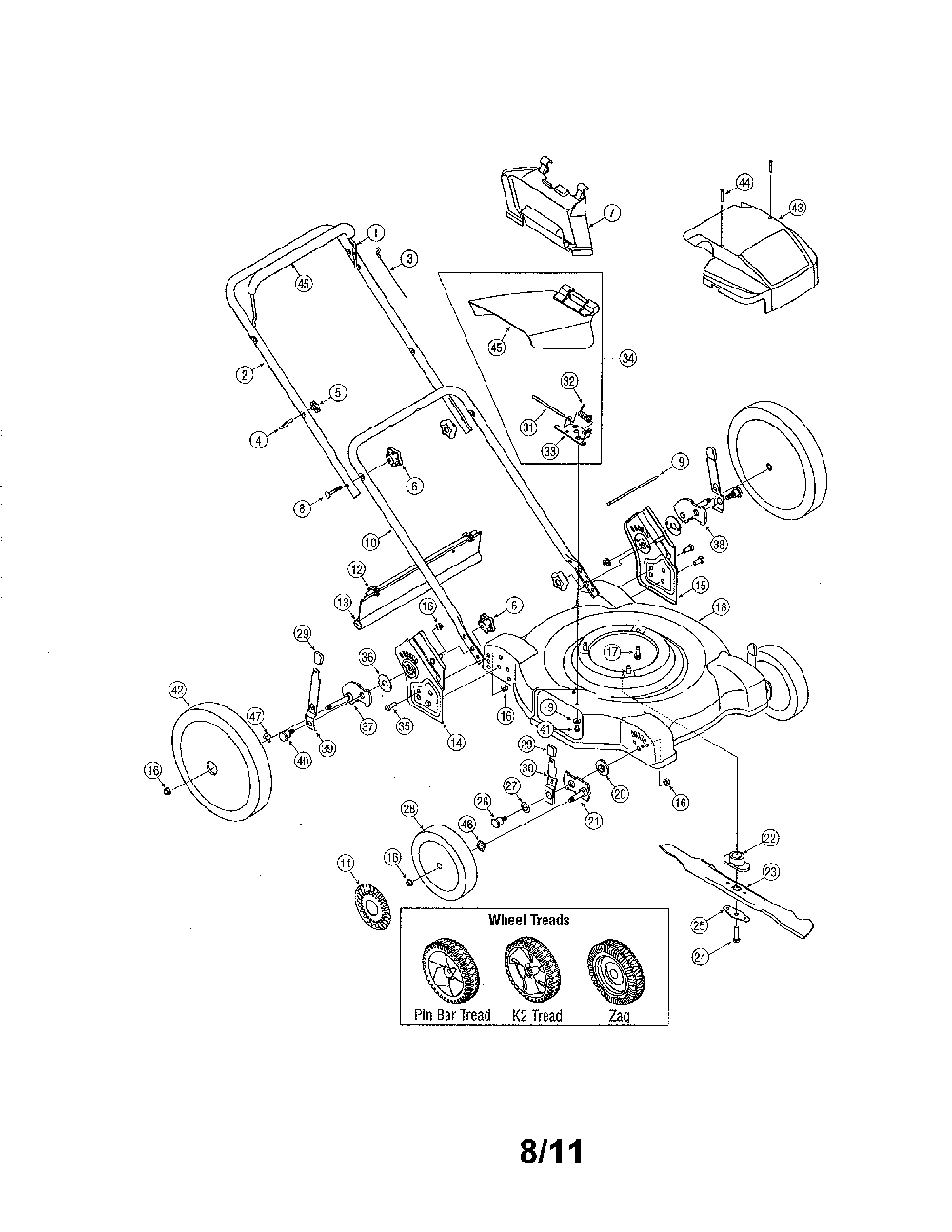 Lawn mower Diagram and Parts List for 11A-504A031  MTD Lawn Mower
