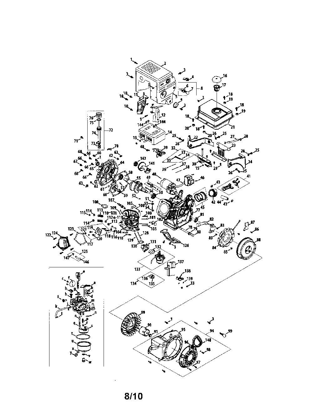 Engine Diagram and Parts List for 752Z483-SU  MTD Engine