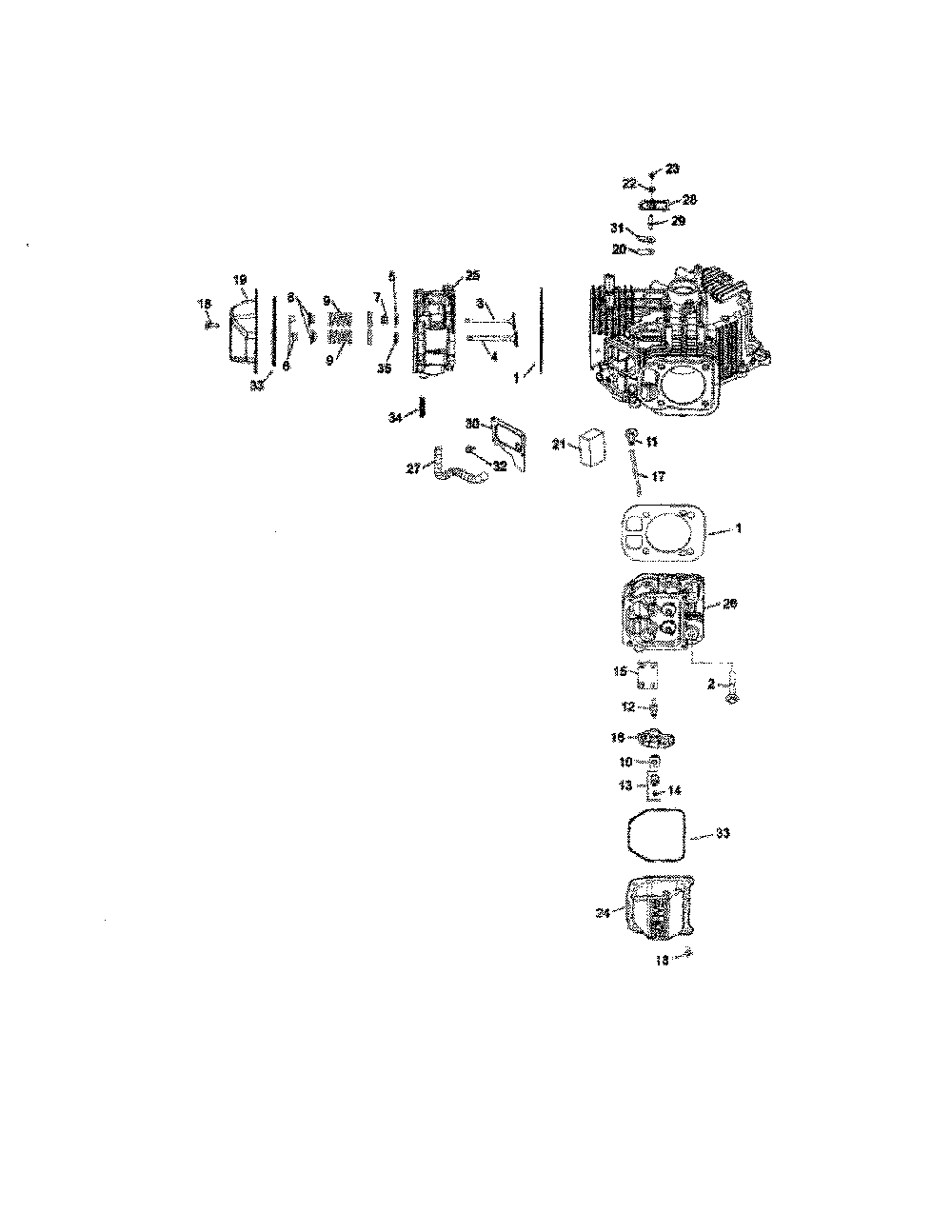 Cylinder head/breather Diagram and Parts List for 17ARCACA099  MTD Lawn Mower