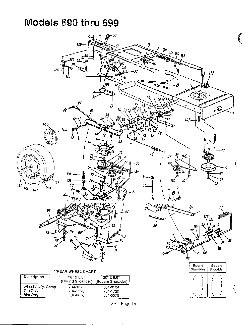 Models 690-699 page 3 Diagram and Parts List for 3510003  MTD Lawn Tractor