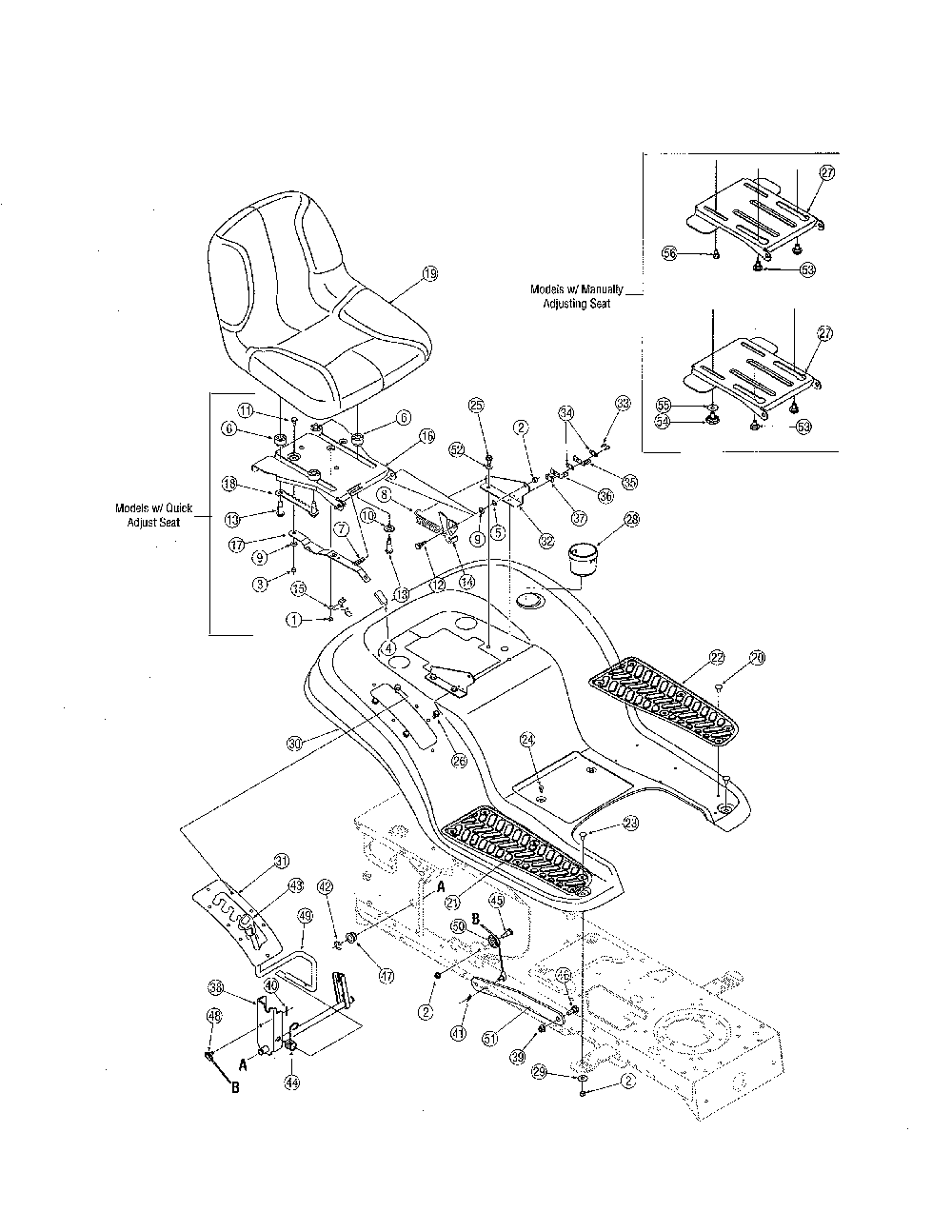 Seat/fender Diagram and Parts List for 13AX611G705  MTD Lawn Tractor