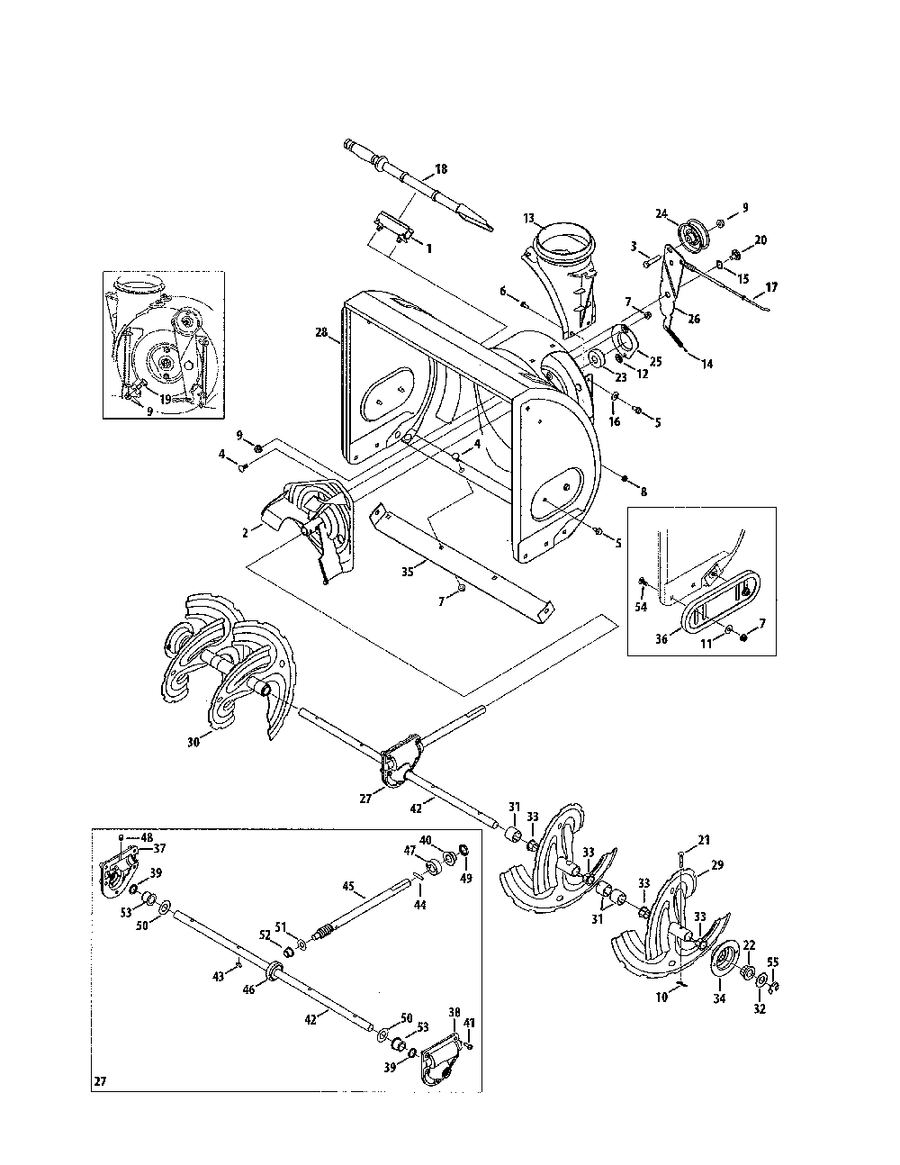 Auger & housing/gearbox Diagram and Parts List for 31AM5CSF799  MTD Snow Blower