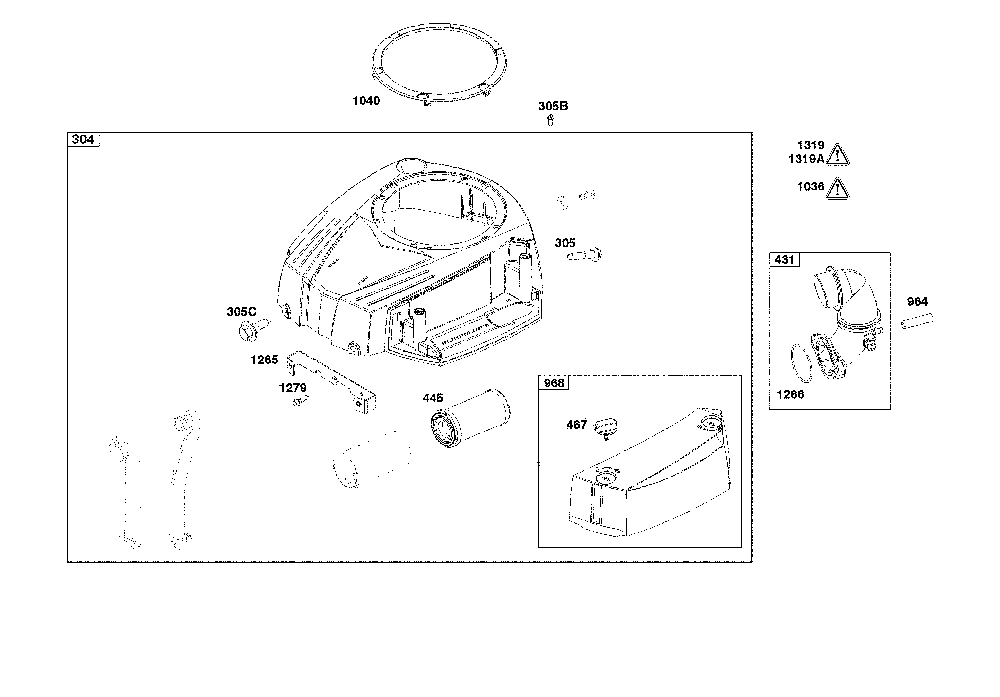 Blower housing/air cleaner Diagram and Parts List for 13AL78XT091  MTD Lawn Tractor