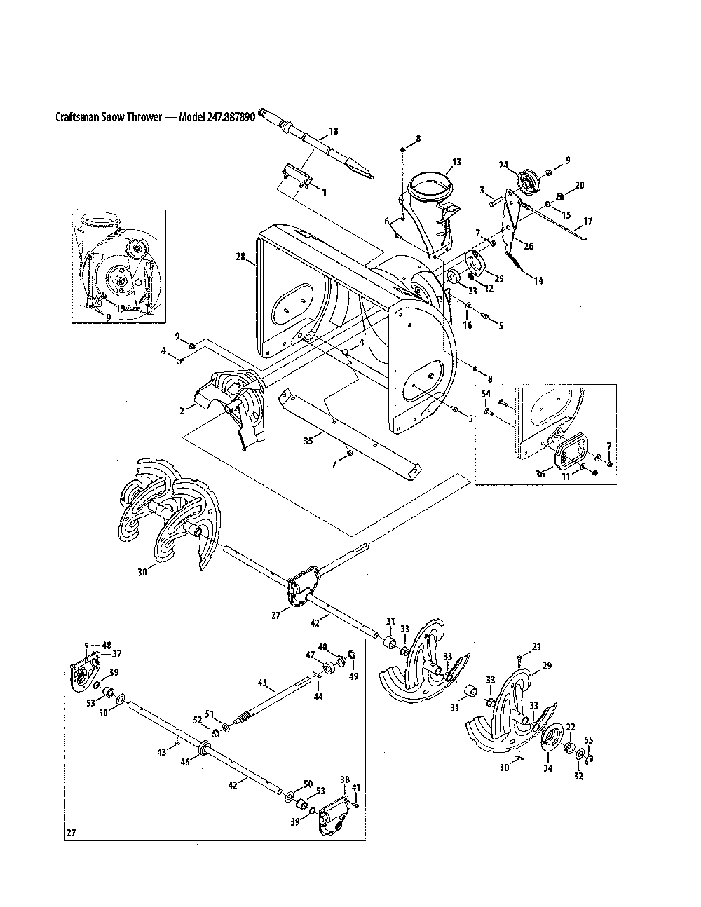 Gearbox/auger & housing Diagram and Parts List for 31AS68EE799  MTD Snow Blower