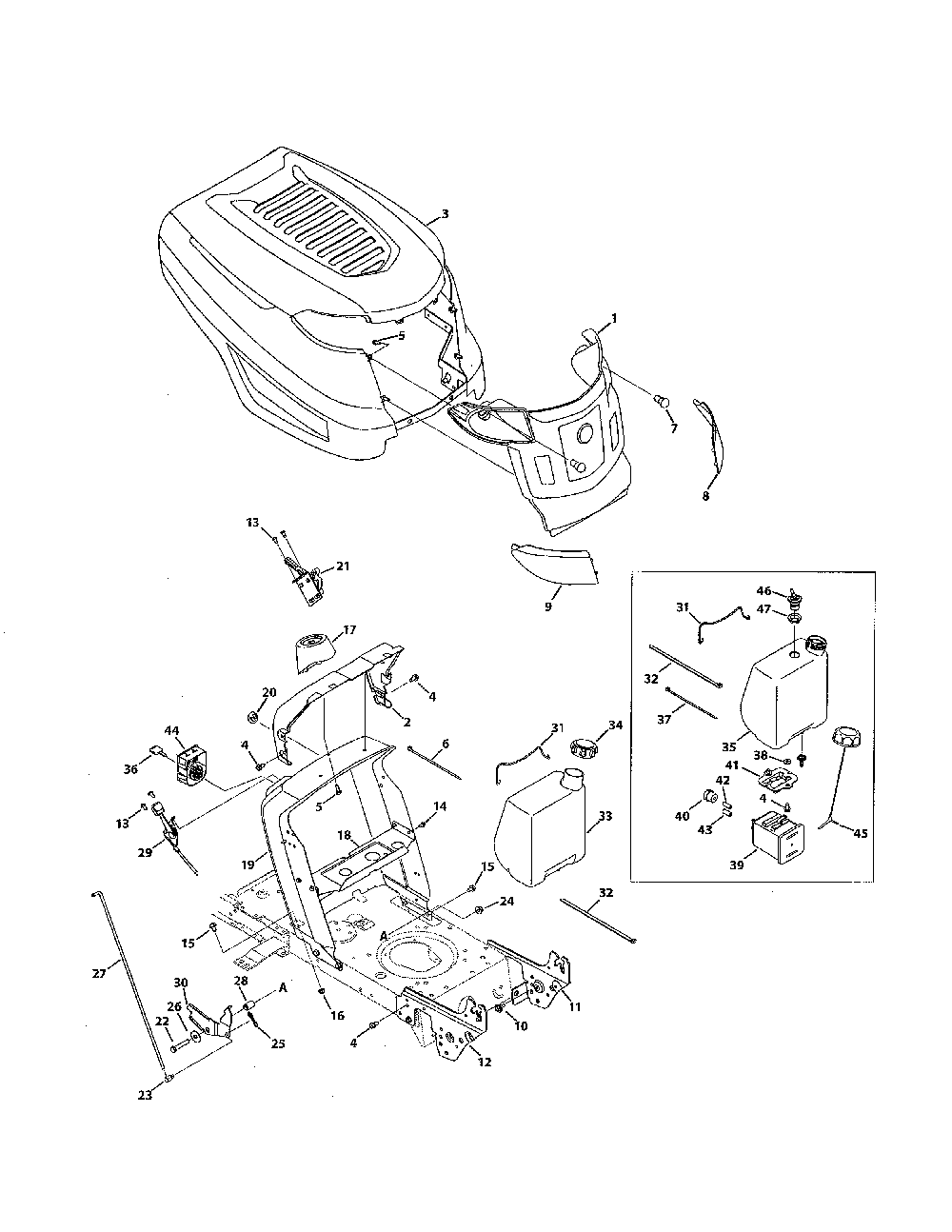 K style hood Diagram and Parts List for 769-05404  MTD Lawn Tractor