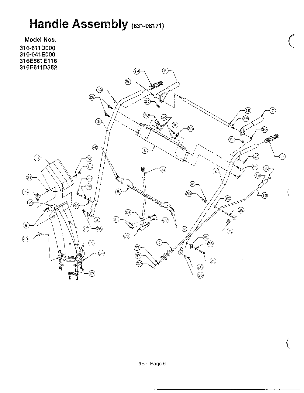 Handle  page 3 Diagram and Parts List for 3525302  MTD Snow Blower