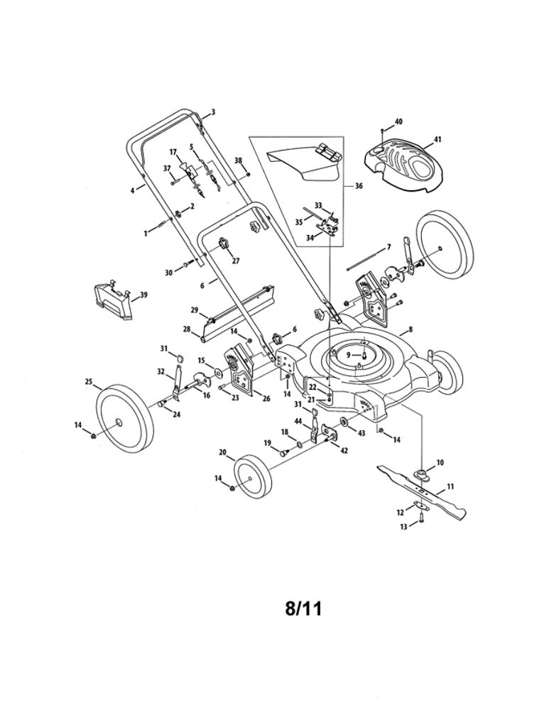 Lawn Mower Diagram and Parts List for 11A-50MB031  MTD Lawn Mower