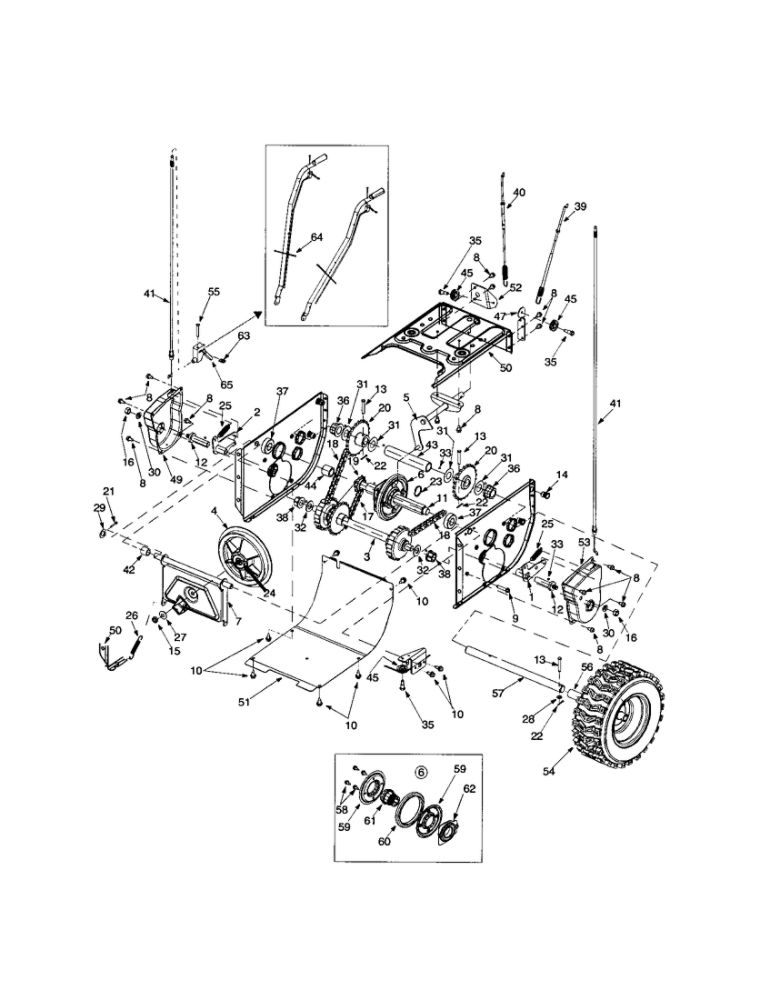 Wheels/Axle/Frame/Cover Diagram and Parts List for 10030  MTD Snow Blower