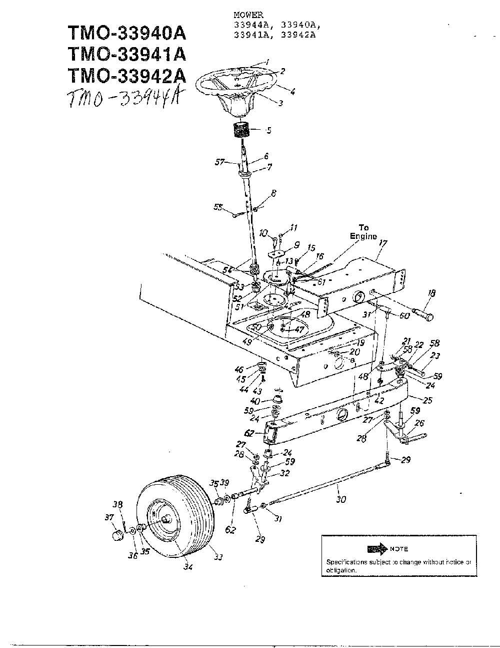 42" lawn tractors page 2 Diagram and Parts List for 33941A  MTD Lawn Tractor