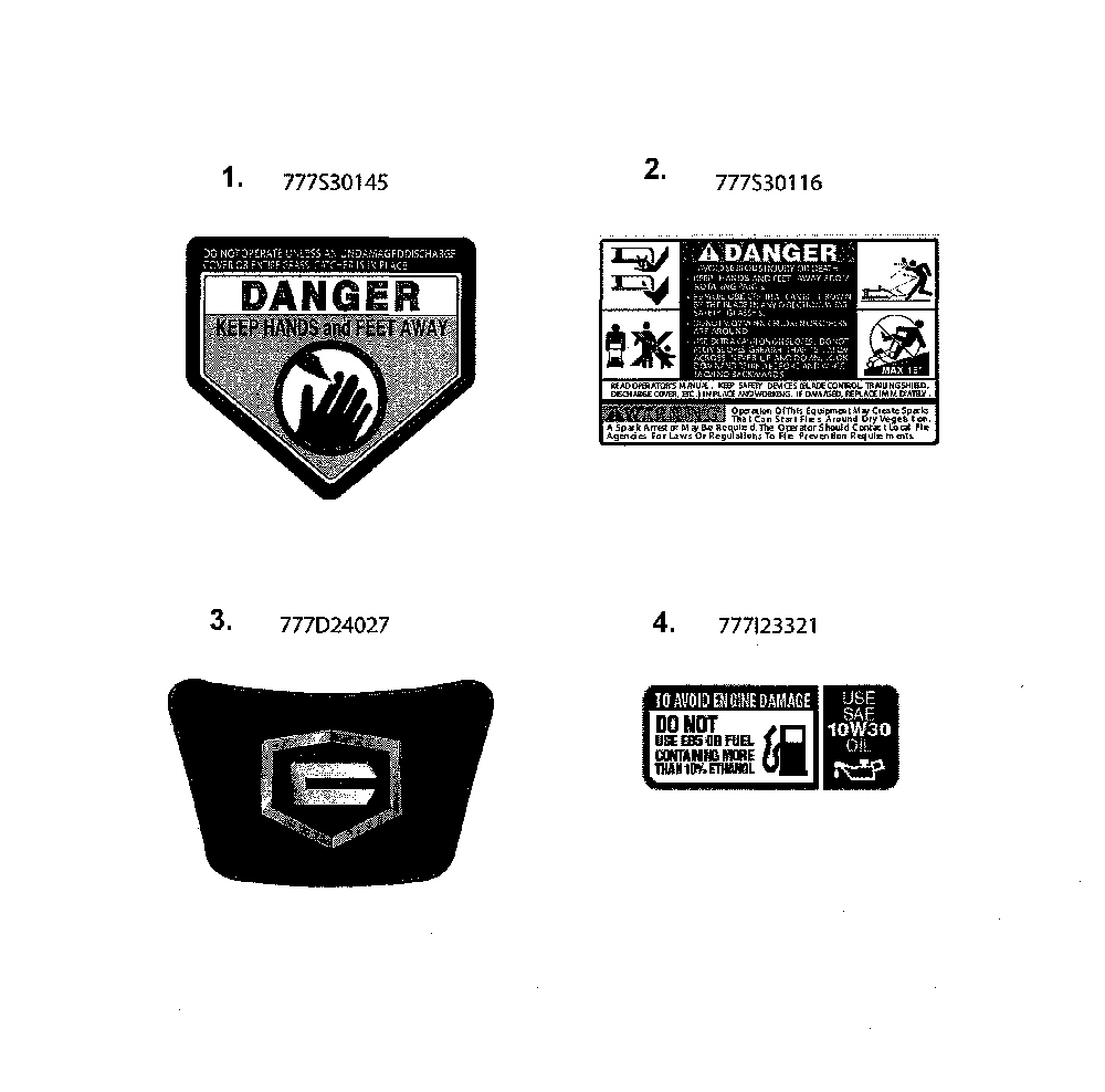 Decals Diagram and Parts List for 12AKP3AQ799  MTD Lawn Mower