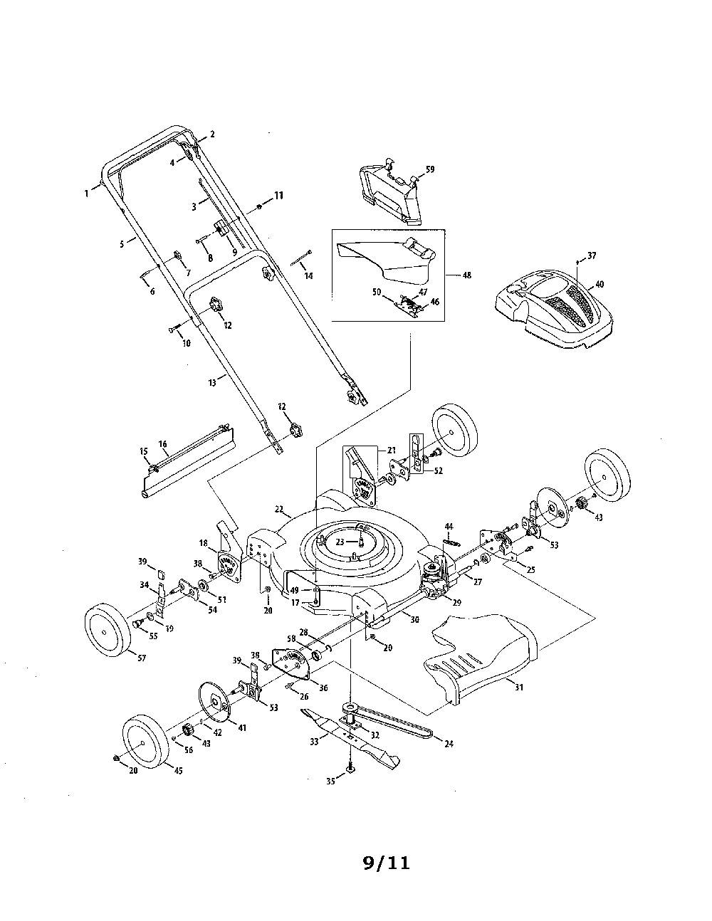 Lawn mower Diagram and Parts List for 12A-26M7001  MTD Lawn Mower
