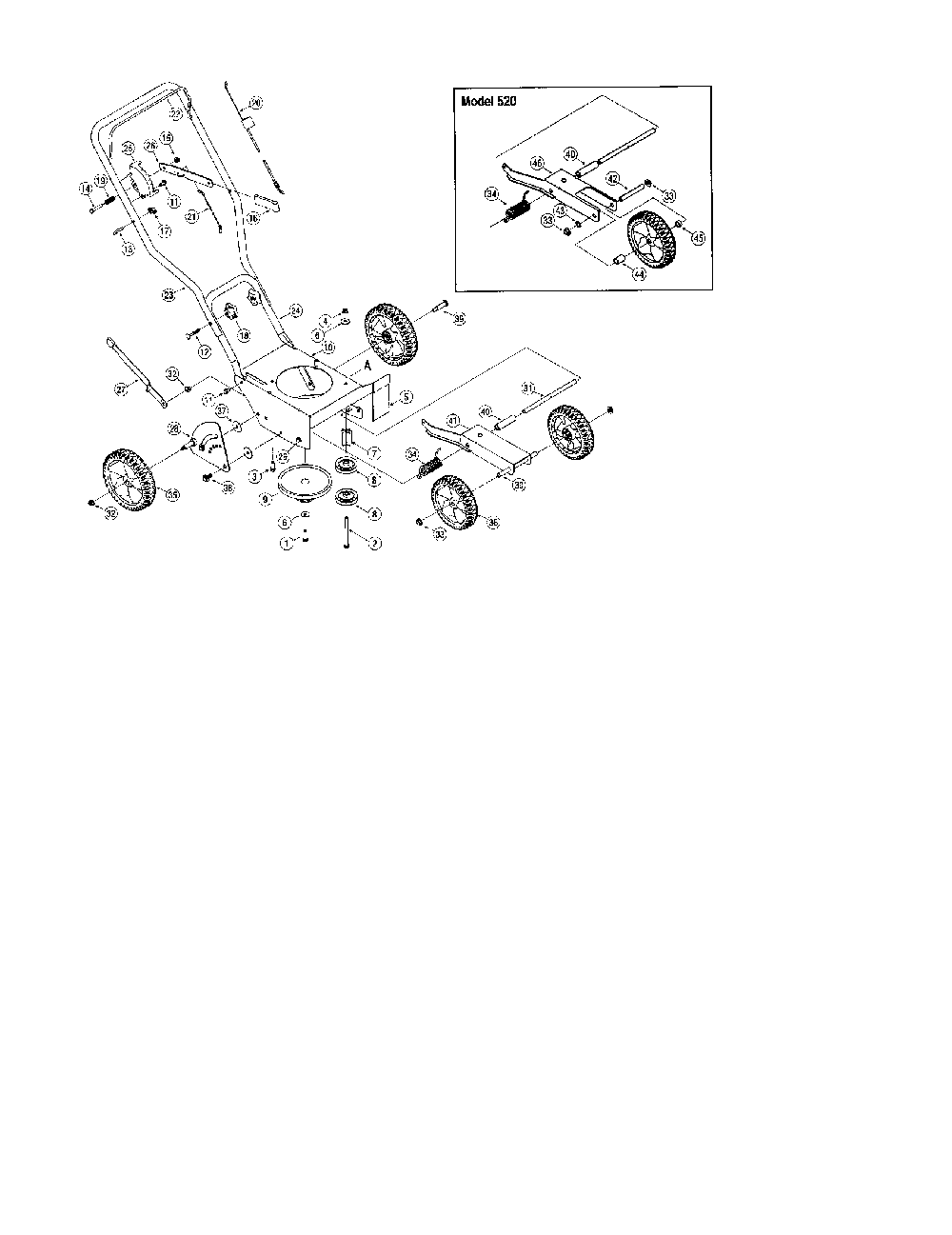 Handle/frame Diagram and Parts List for 520-EDGER  MTD Edger