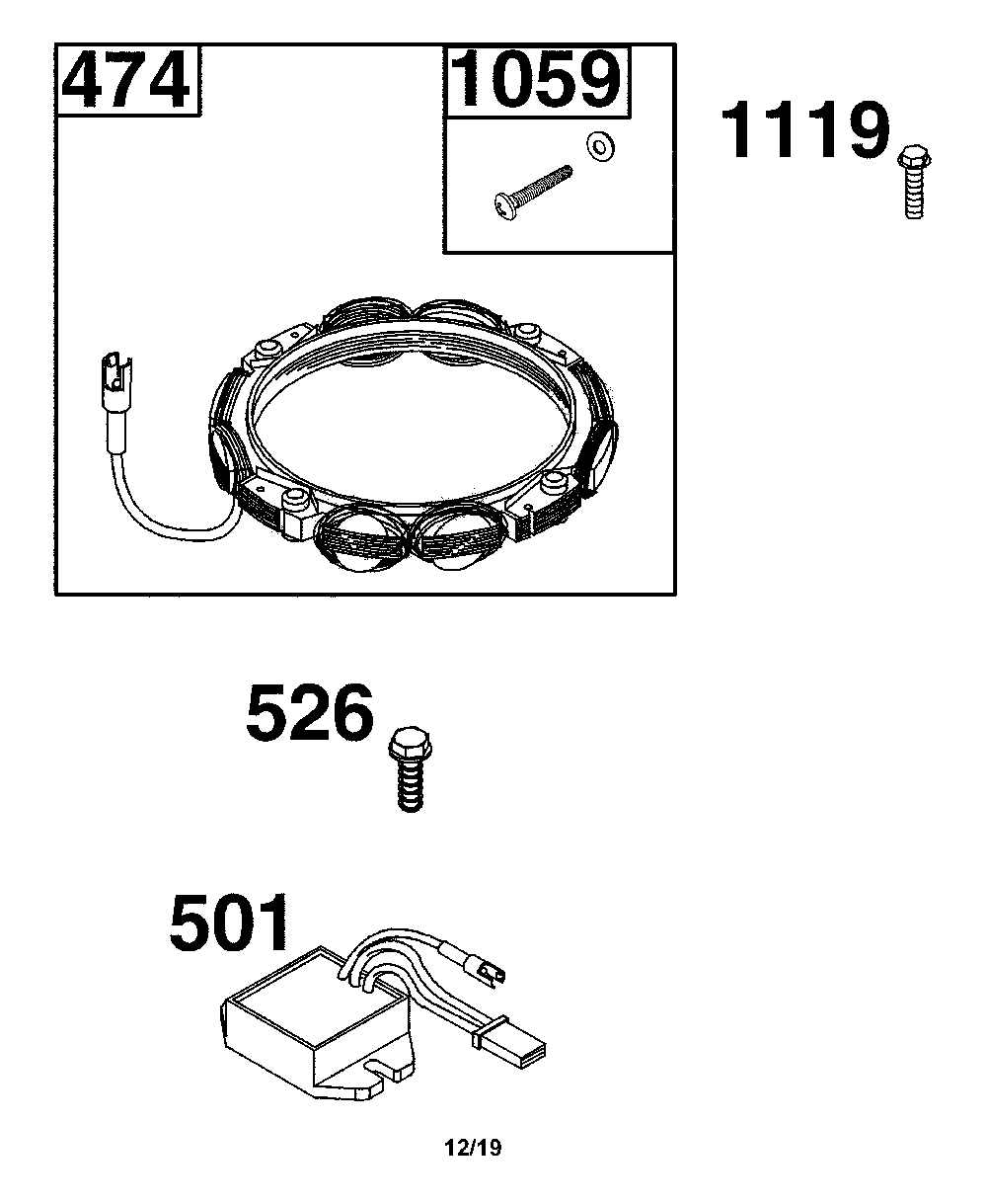 Alternator Diagram and Parts List for 17ADFACS093  MTD Lawn Mower