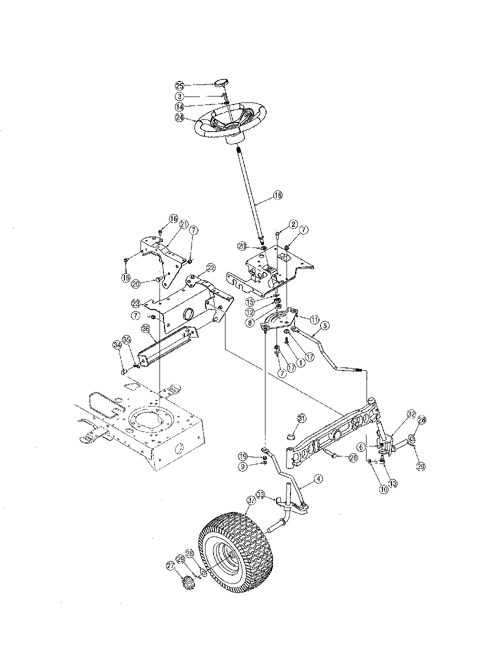 Steering/wheels Diagram and Parts List for 13AR606P730  MTD Lawn Tractor