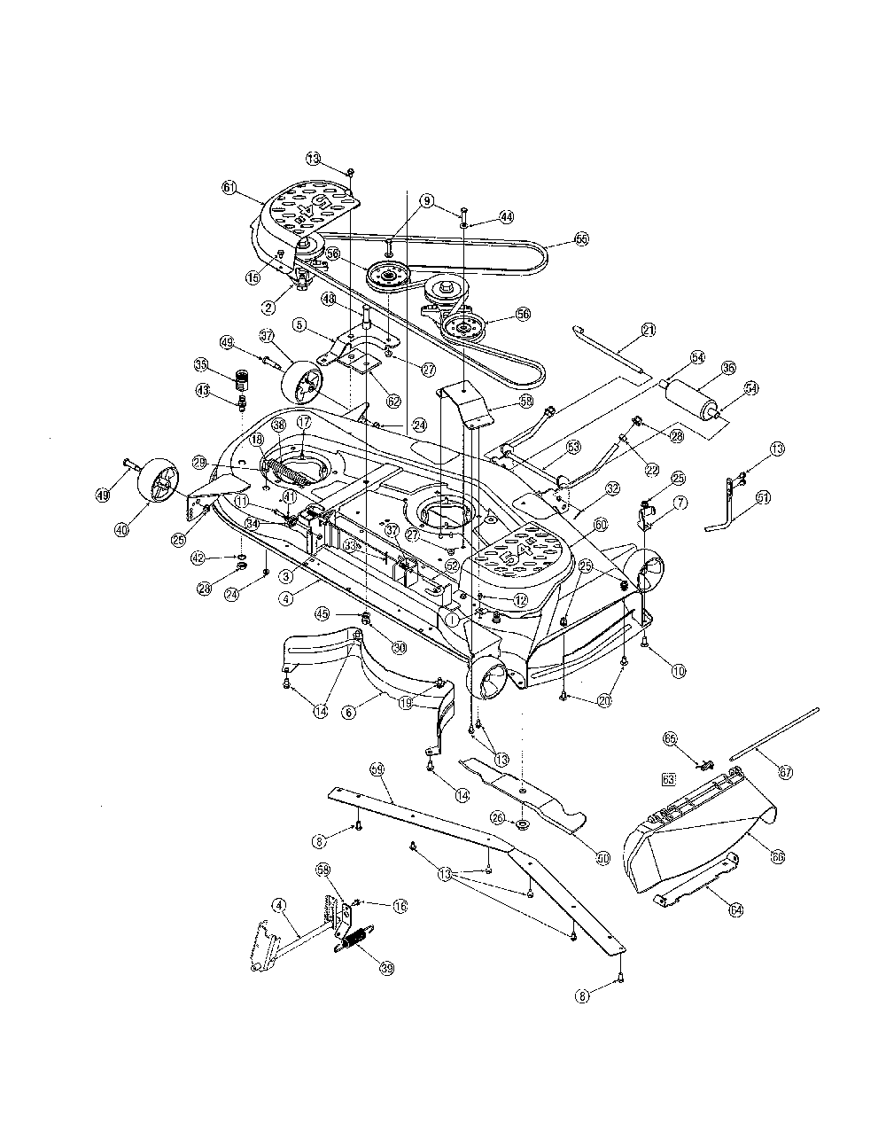 54" electric pto deck Diagram and Parts List for 13AP625K730  MTD Lawn Tractor
