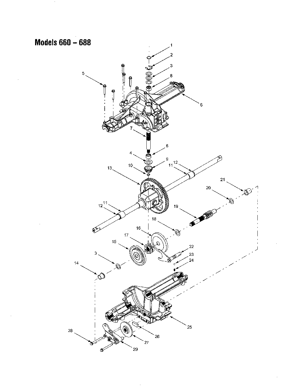 Differential Diagram and Parts List for 13AM660F700  MTD Lawn Tractor