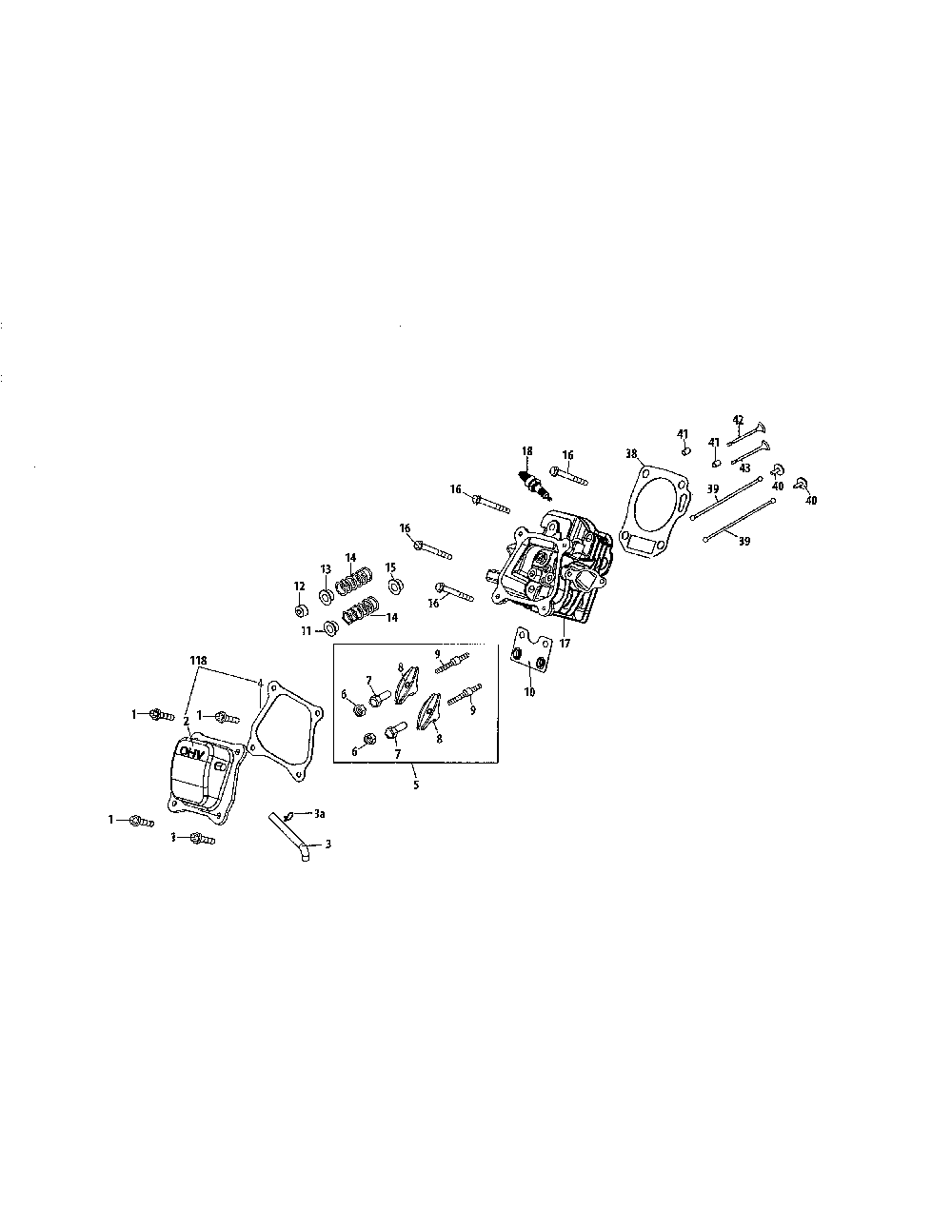 Cylinder head/rocker arm Diagram and Parts List for 952Z270-V0  MTD Engine
