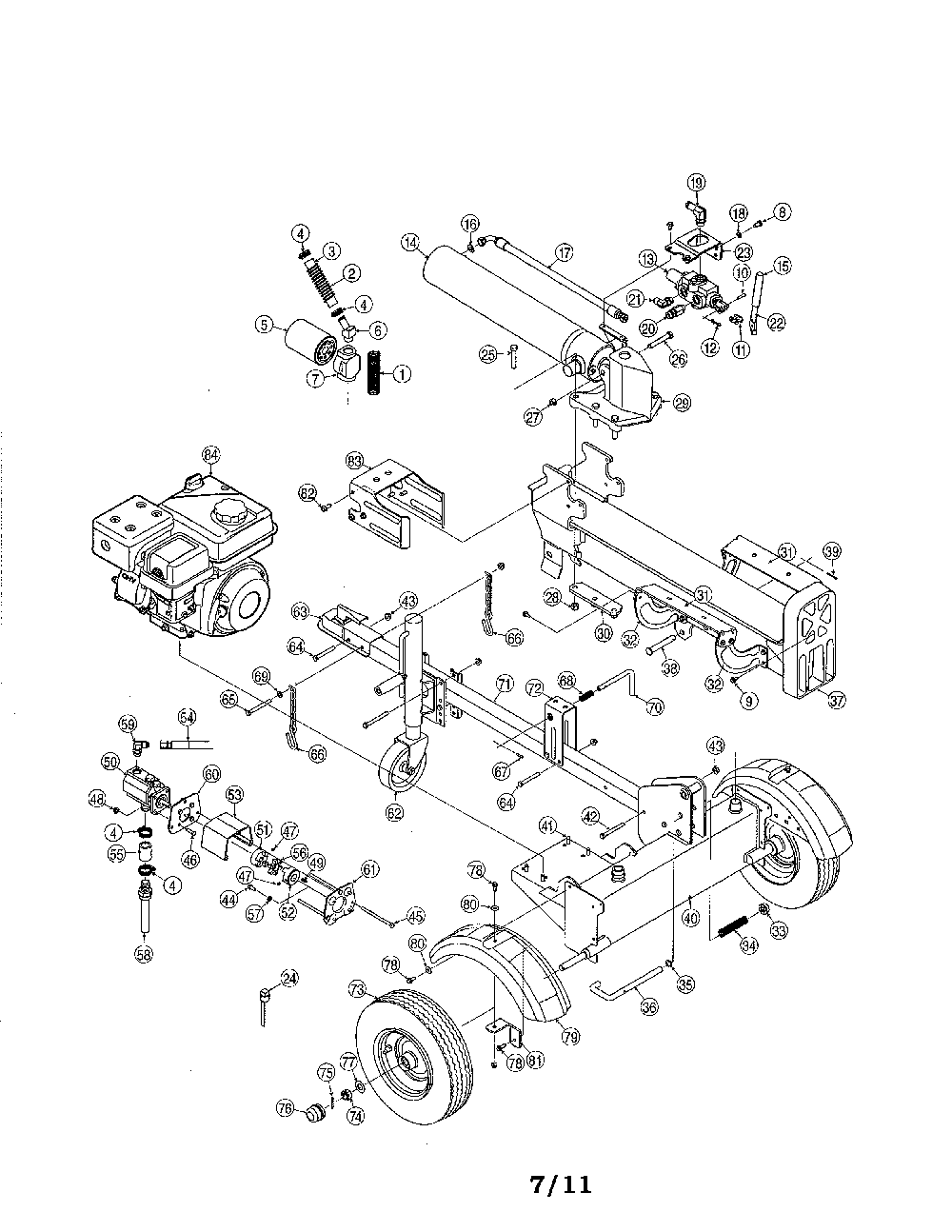 Log splitter Diagram and Parts List for 24BG57M3099  MTD Log Splitter