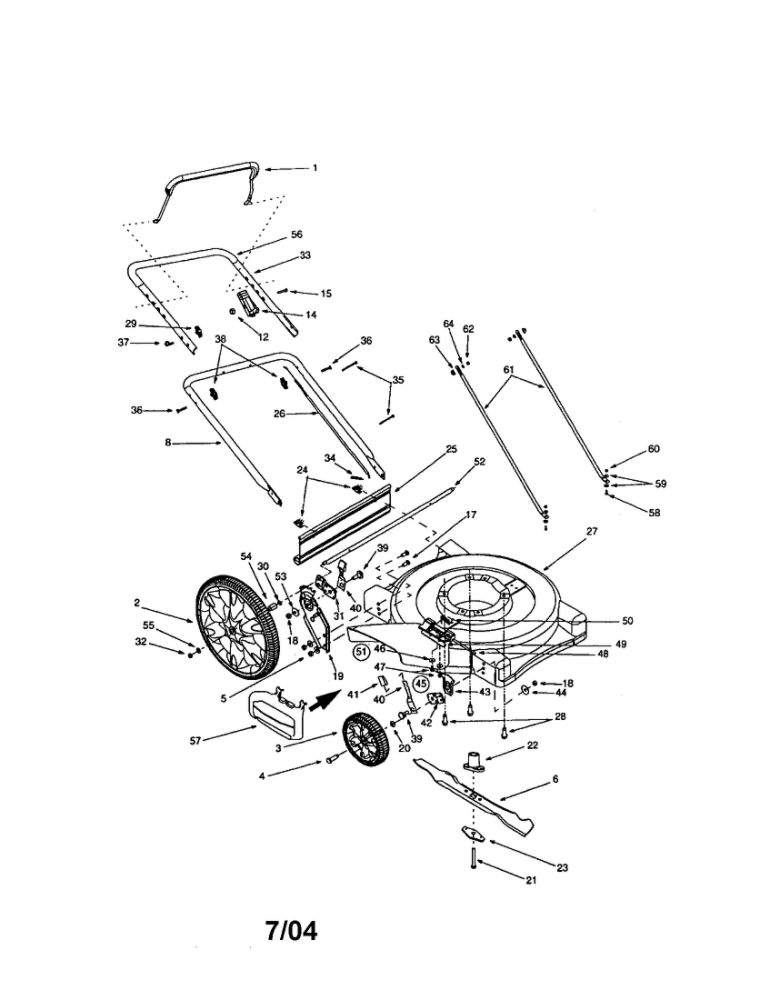 Hi-Wheel Rotary Mower Diagram and Parts List for 500 THRU 509 GAS MTD Lawn Mower