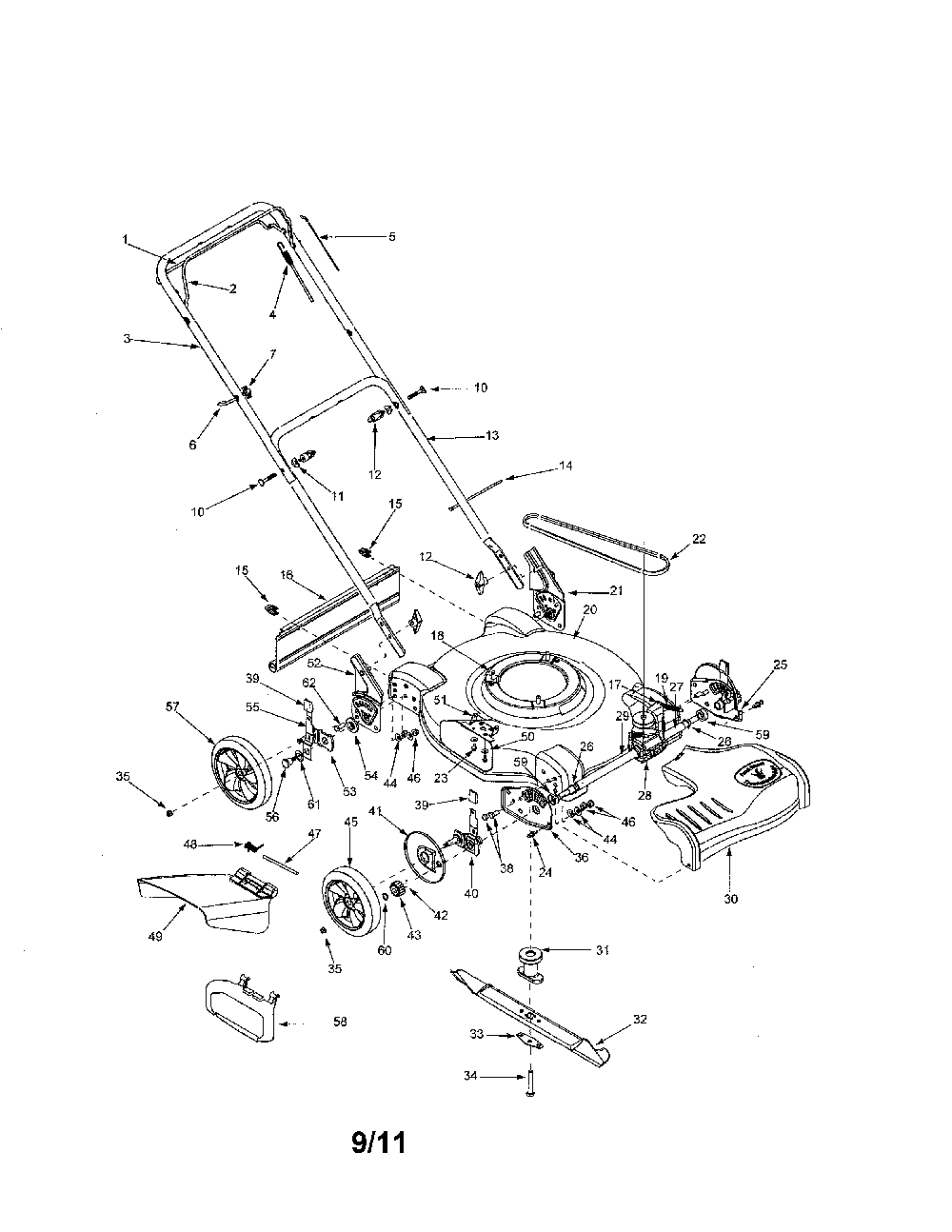 Lawn mower Diagram and Parts List for 12A-264E700  MTD Lawn Mower