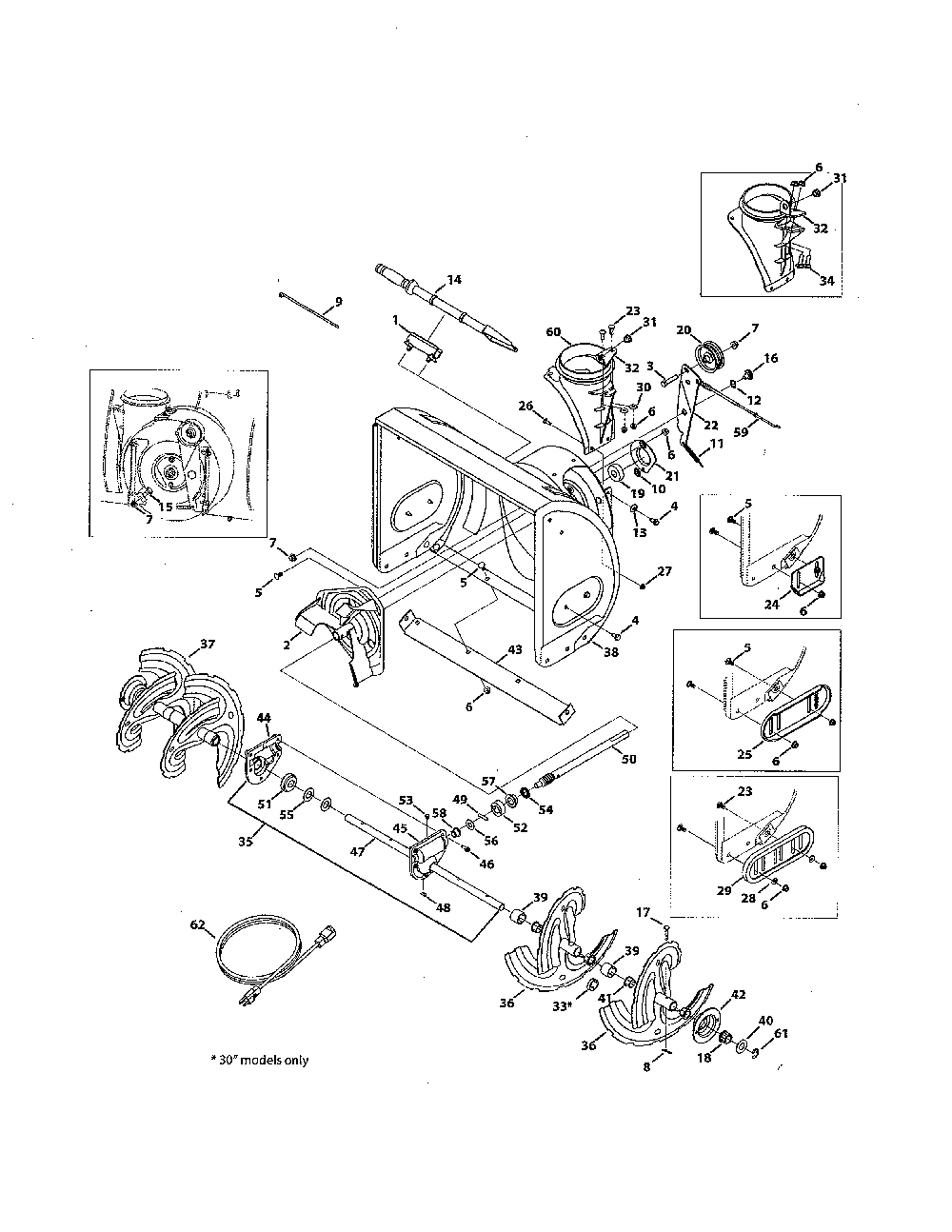 Auger & auger housing Diagram and Parts List for 31AM66EG700  MTD Snow Blower