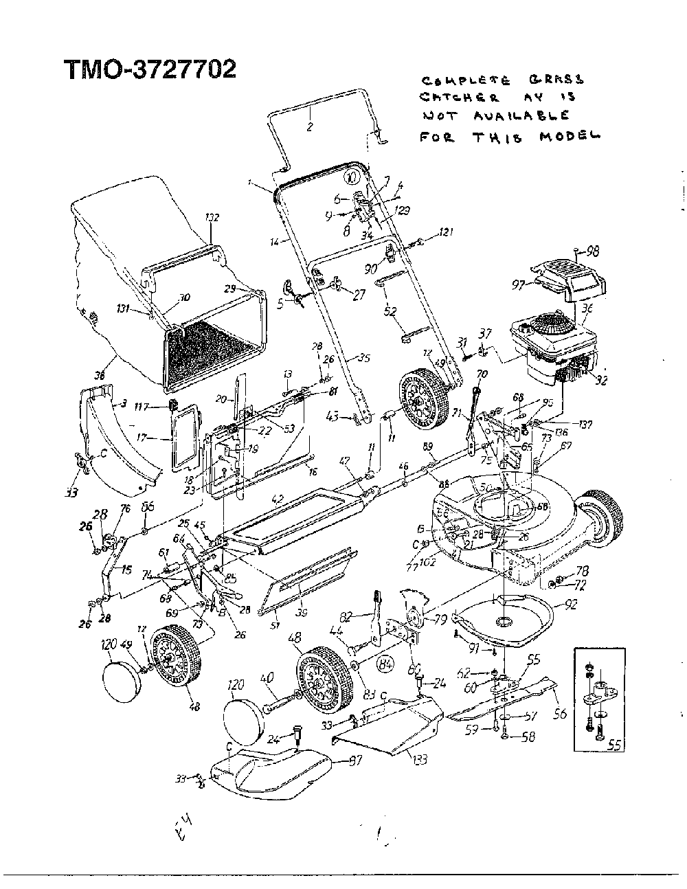 5hp 21" rotary mower Diagram and Parts List for 3727702  MTD Lawn Mower