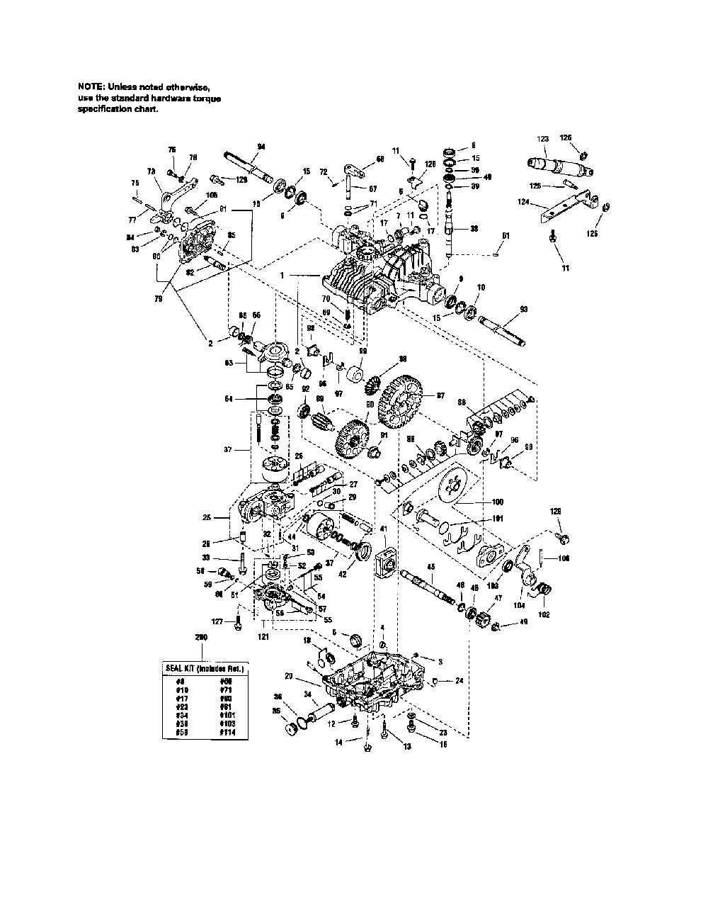 Transmission-tuff torq k71e Diagram and Parts List for PGT9500  MTD Lawn Tractor