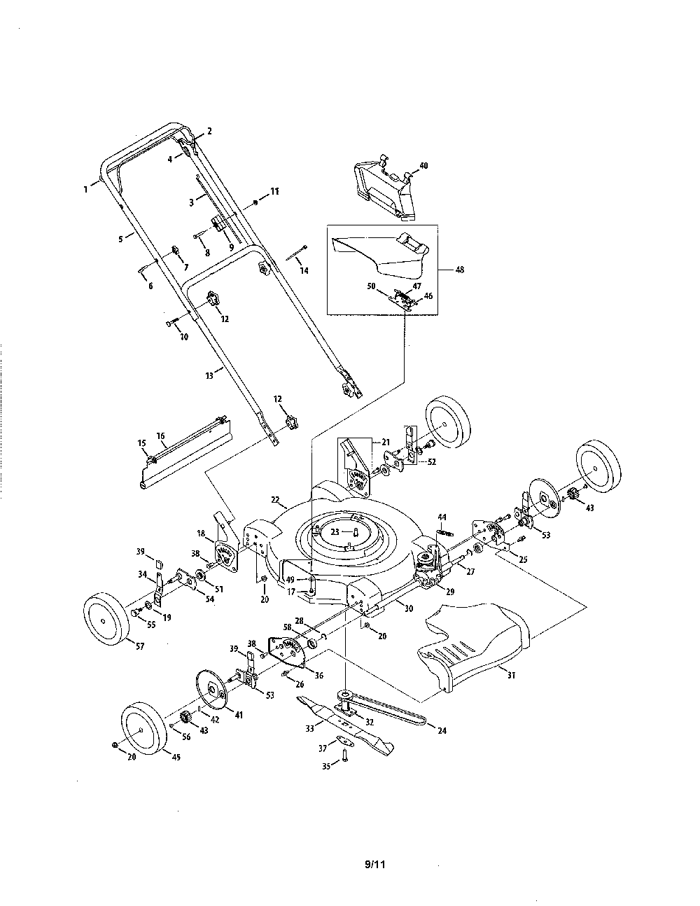 Lawn mower Diagram and Parts List for 12A-26JC031  MTD Lawn Mower