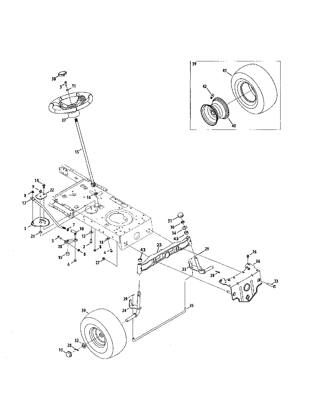 Steering Diagram and Parts List for 13BP78XS099  MTD Lawn Tractor