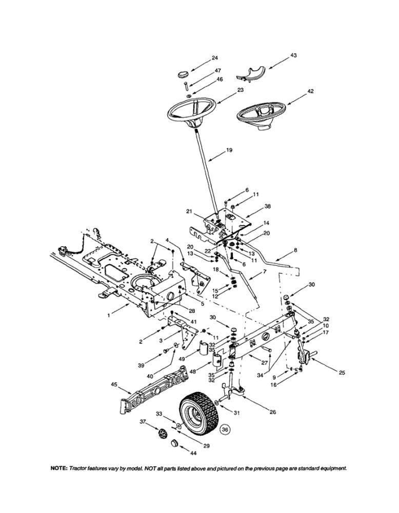 Steering Wheel/Wheel Assembly Diagram and Parts List for 608  MTD Lawn Tractor