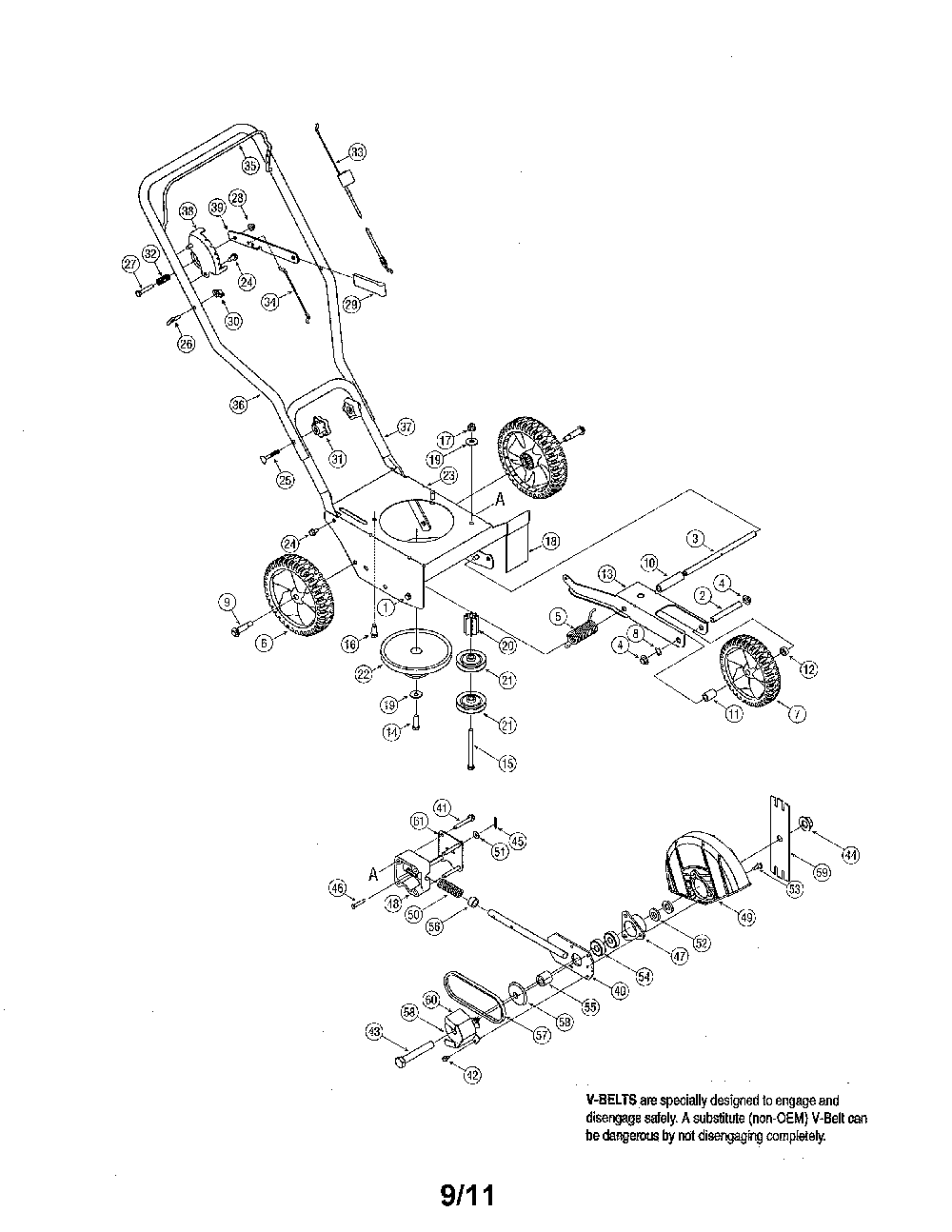 Edger Diagram and Parts List for 25B-521A000  MTD Edger
