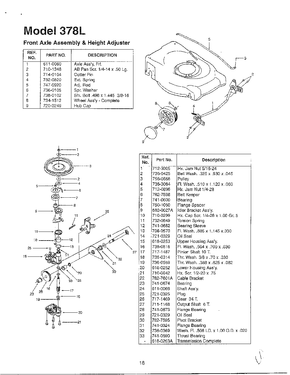 Front axle and height adjuster Diagram and Parts List for SKU3747409  MTD Lawn Mower