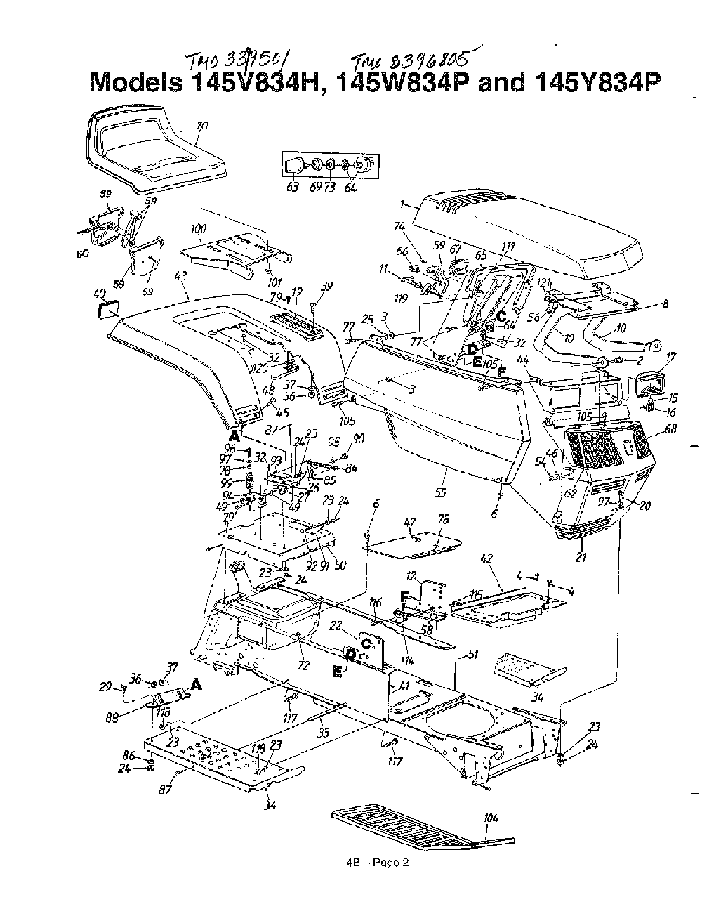 Garden tractors Diagram and Parts List for 145W834P401  MTD Lawn Tractor
